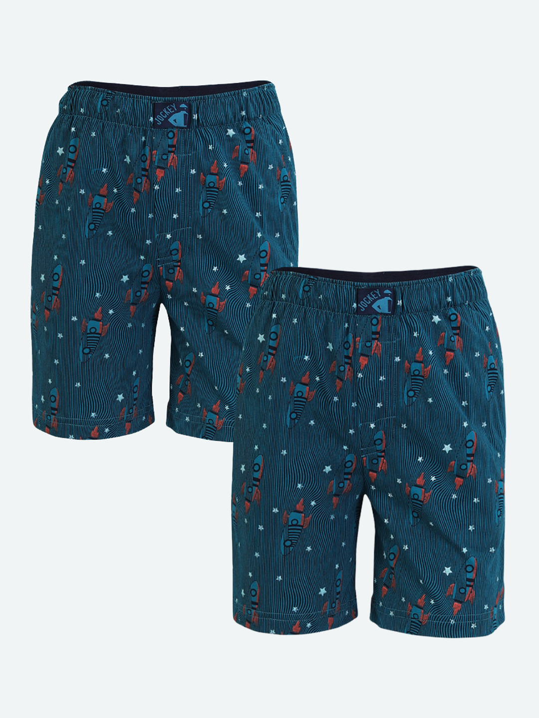 Jockey Boys Pack of 2 Super Combed Cotton Printed Boxer Shorts with Side Pockets-MB05