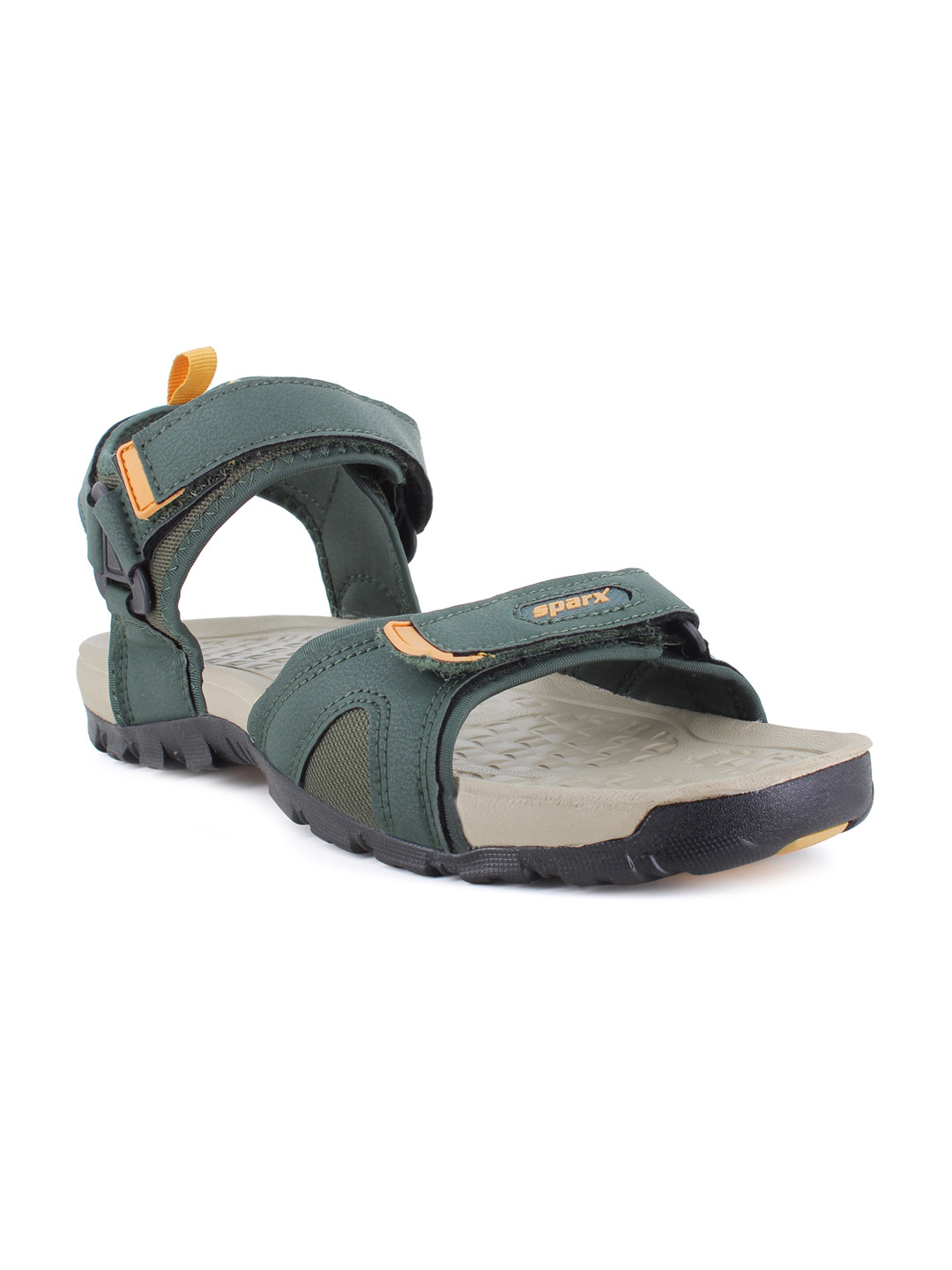 Sparx Men Green & Gold Coloured Patterned  Sports Sandals