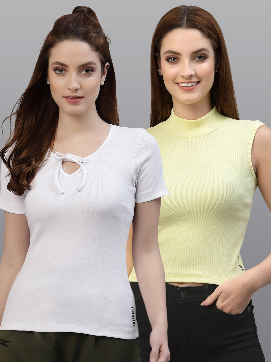 Friskers White Keyhole Neck Top
