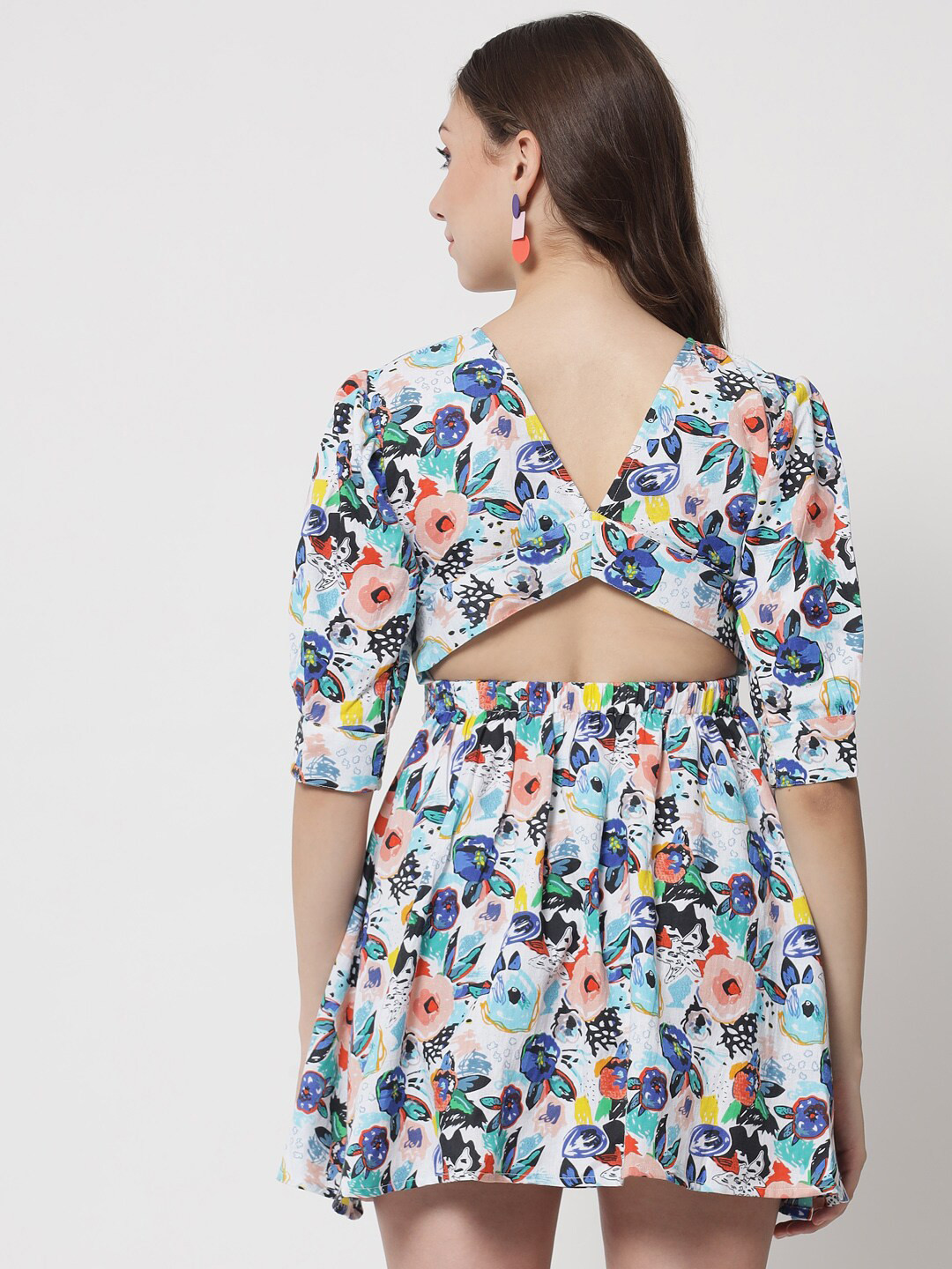The Dry State Multicoloured Floral A-Line Mini Dress
