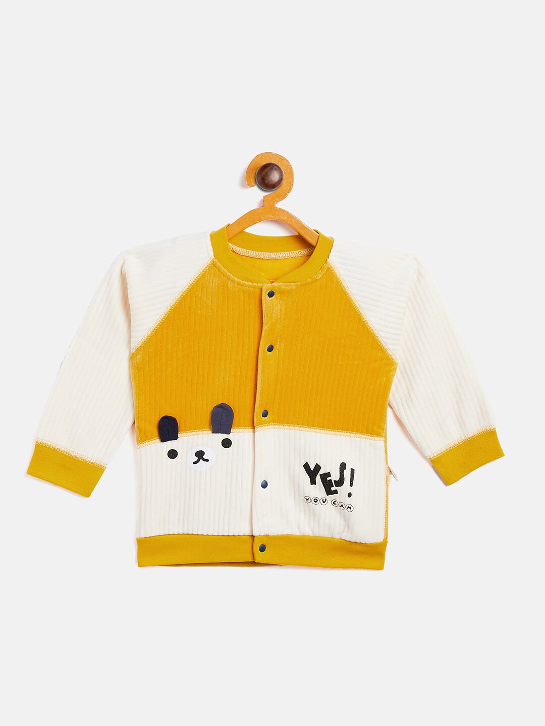 Camey Kids Mustard Yellow & White Colourblocked Cotton Sweatshirt