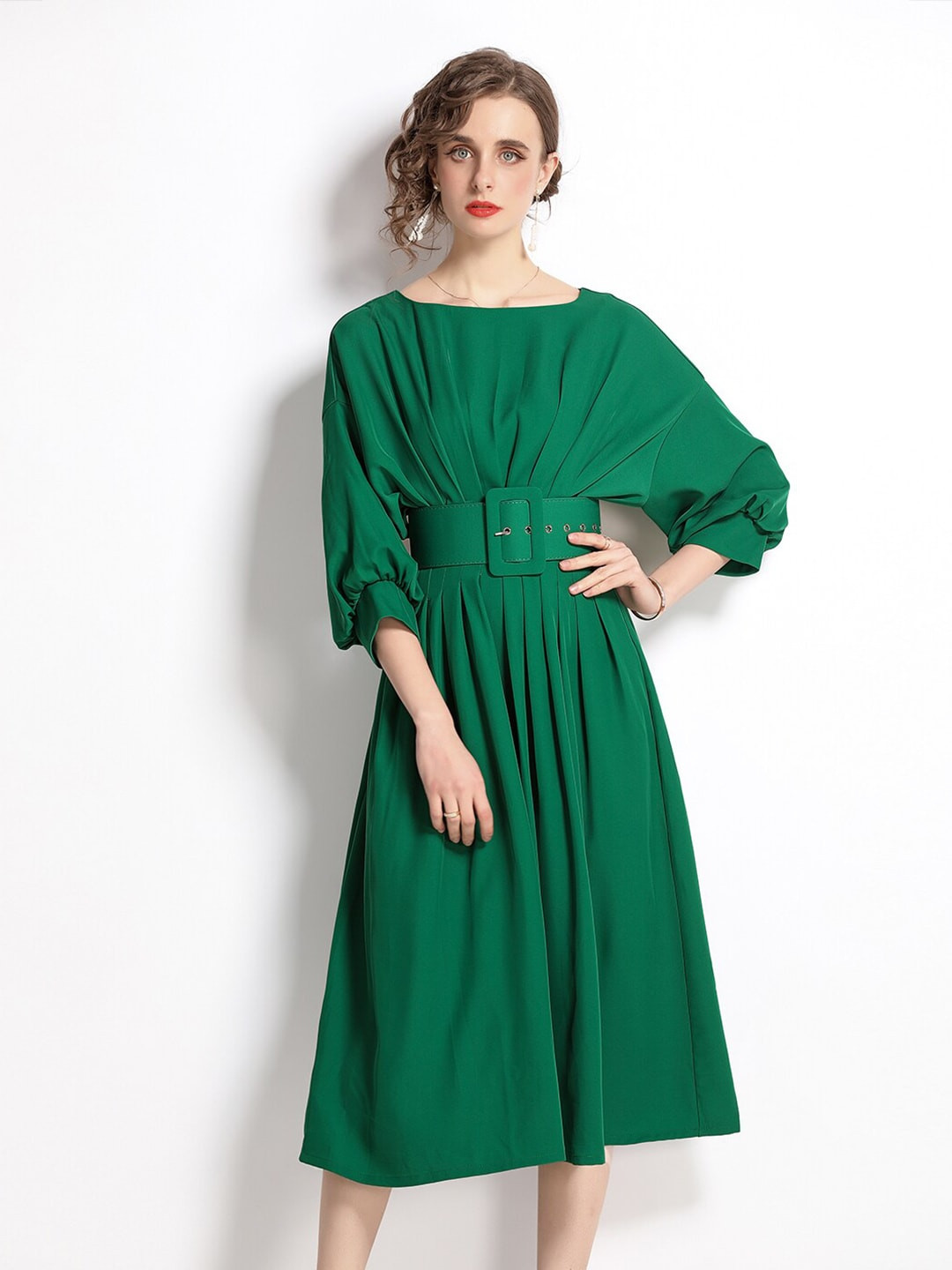 JC Collection Women Green Midi Dress