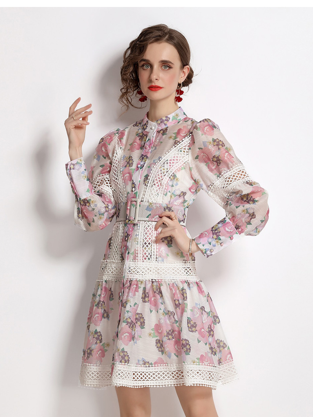 JC Collection Women Pink Floral Shirt Dress