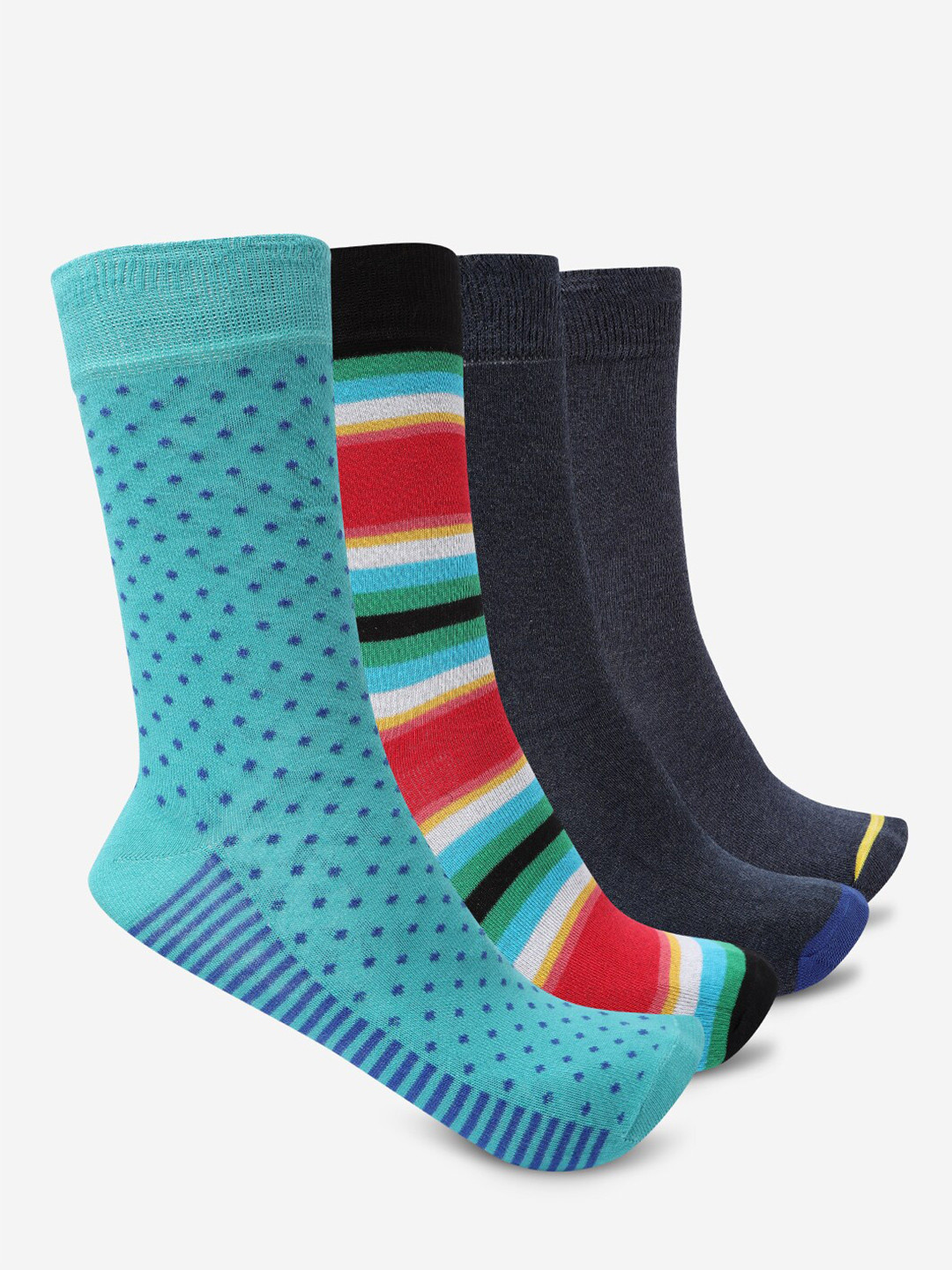 Smarty Pants Unisex Pack of 4 Blue & Black Printed Cotton Socks
