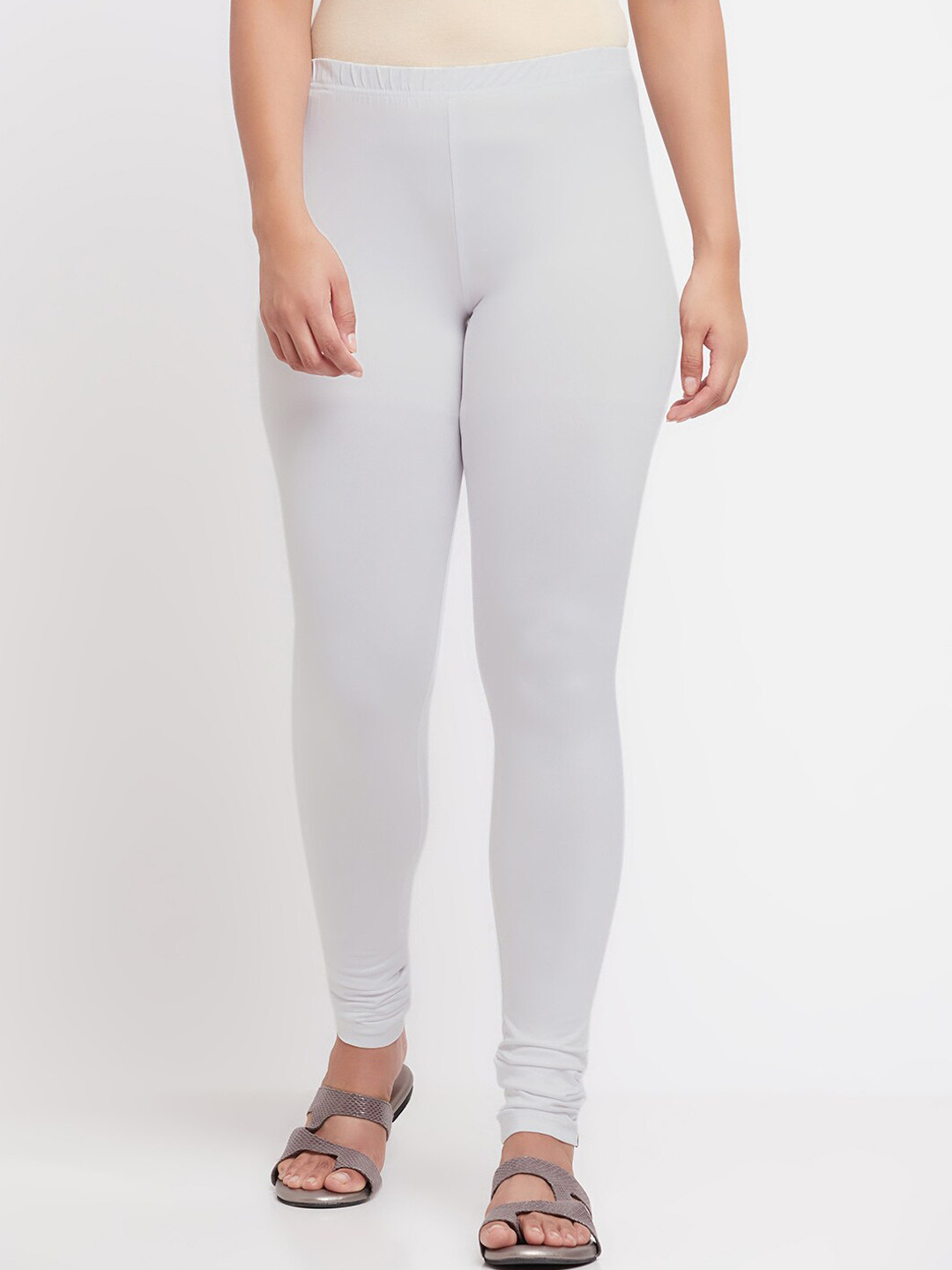elleven Women Shimmer White Solid Churidar