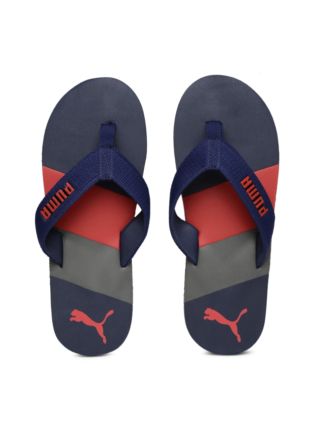 Puma Men Navy Red Robby DP Colourblocked Flip Flops