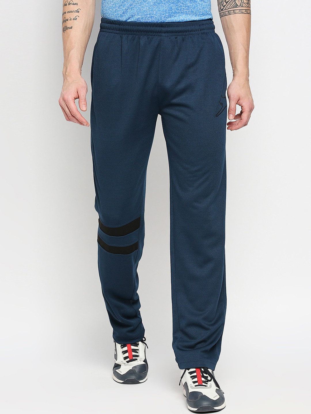 Black Panther Men Blue Solid Track Pants