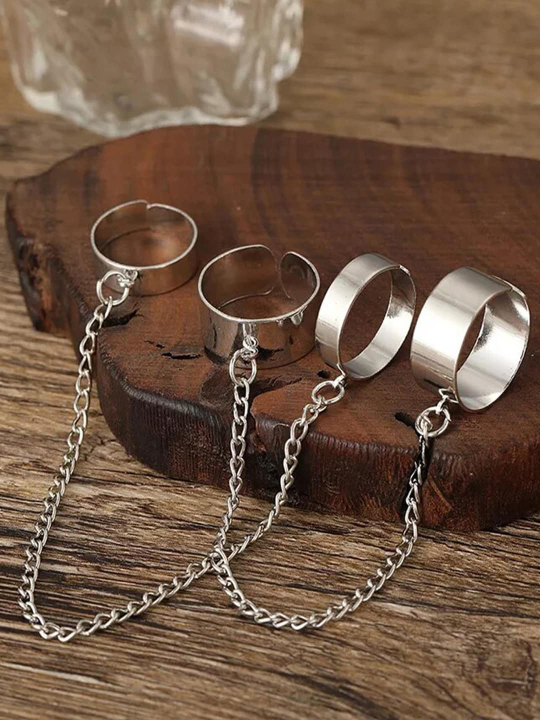 Jewels Galaxy Set Of 4 Silver-Plated Stackable Ring