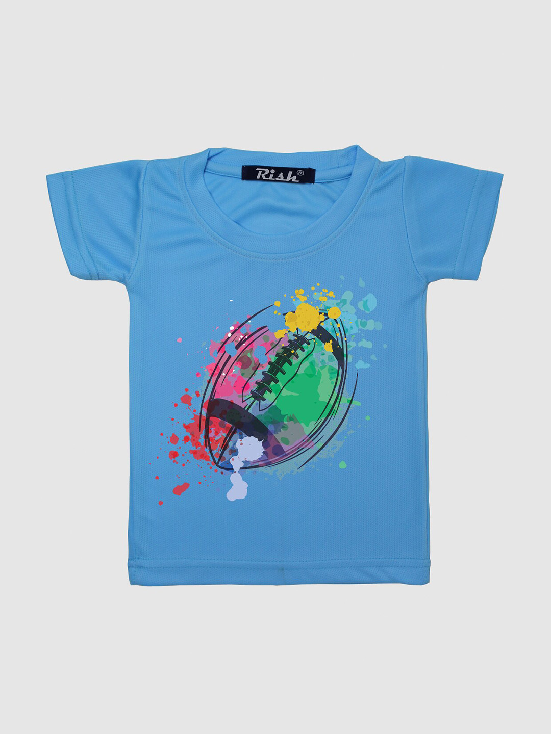RISH Kids Blue Colourful Rugby Printed T-shirt
