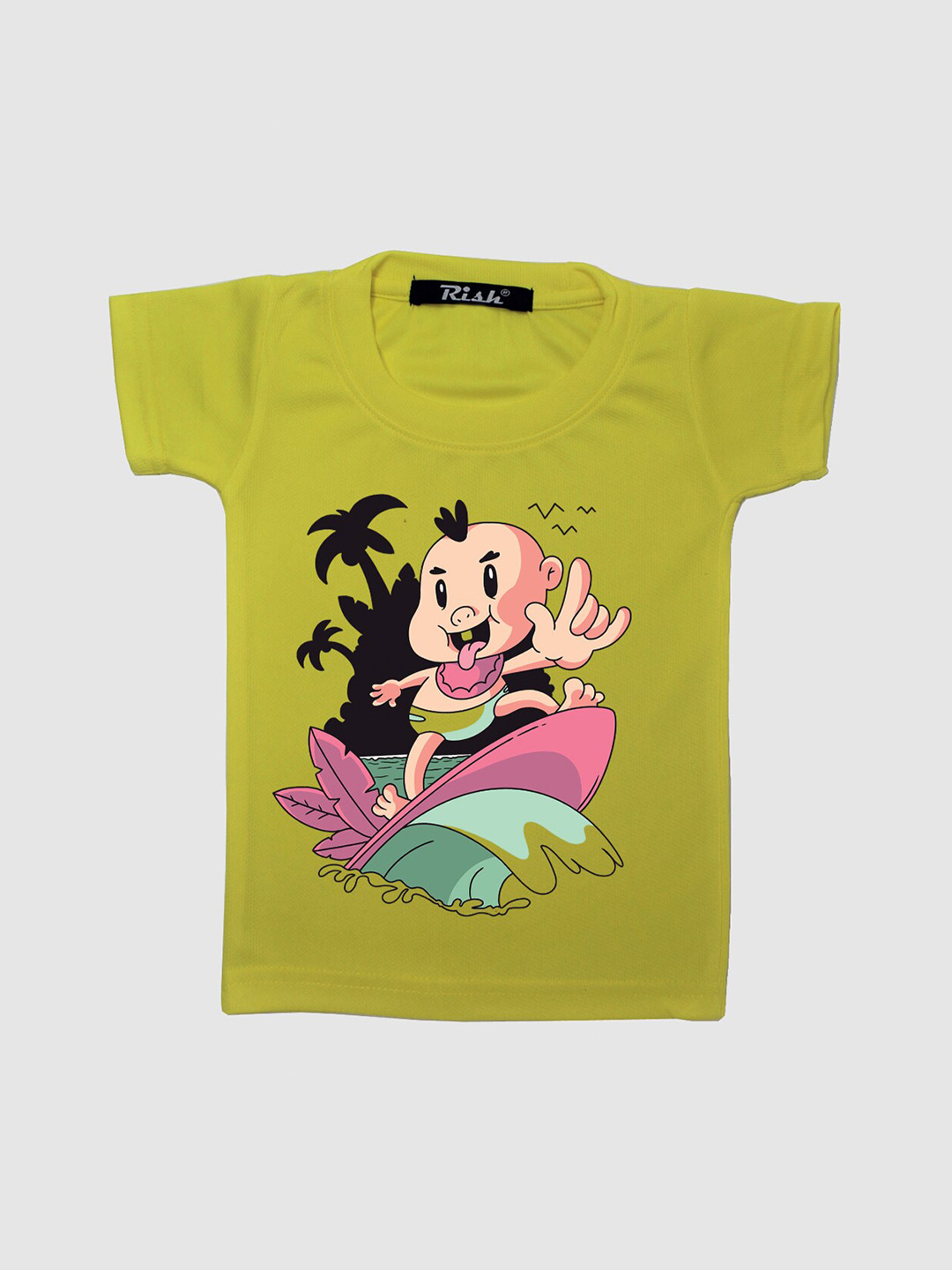 RISH Kids Green Surfing Baby Printed T-shirt