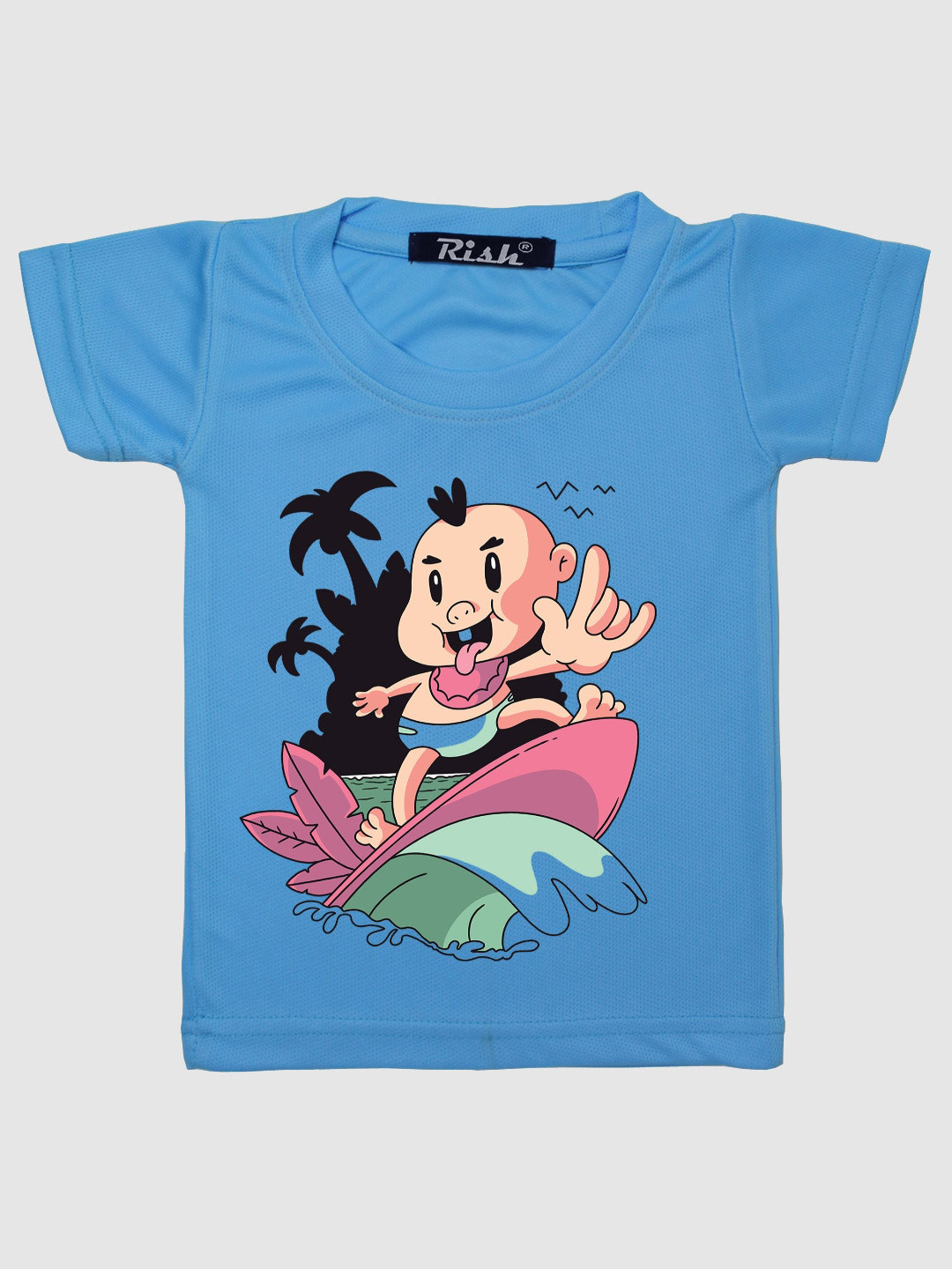 RISH Kids Blue Surfing Baby Printed T-shirt
