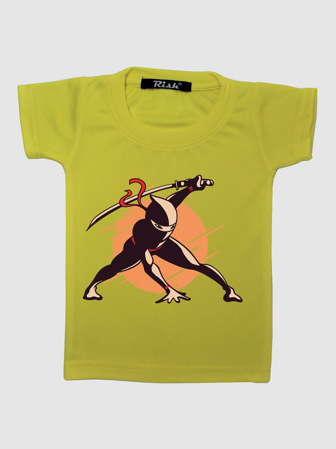 RISH Kids Lime Yellow Ninja Printed Oversized T-shirt