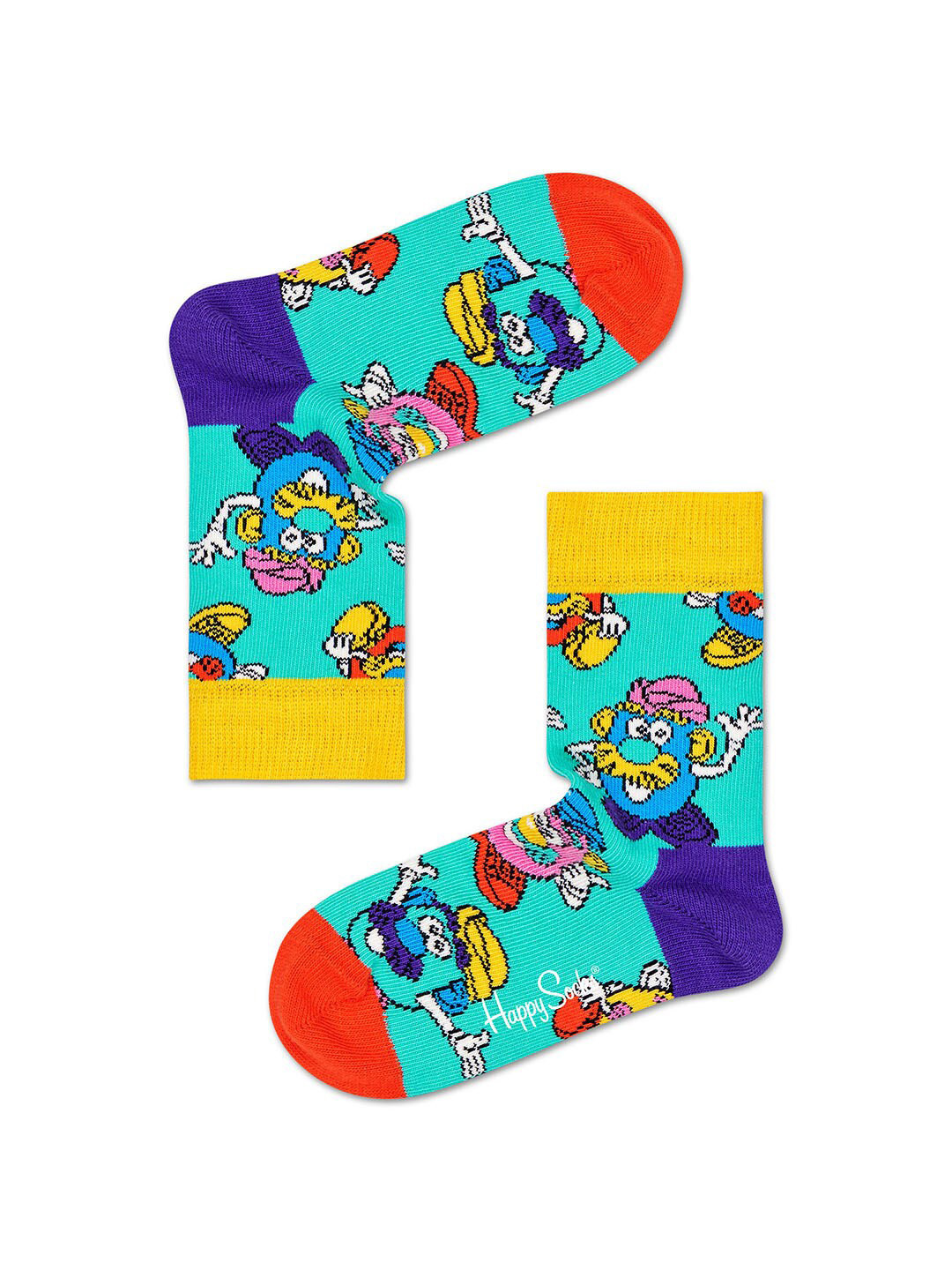 Happy Socks Kids Pack Of 2 Assorted Patterned Above Ankle Cotton Socks
