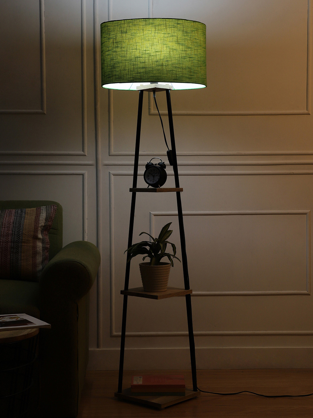 SANDED EDGE Green Printed Contemporary Floor Lamp