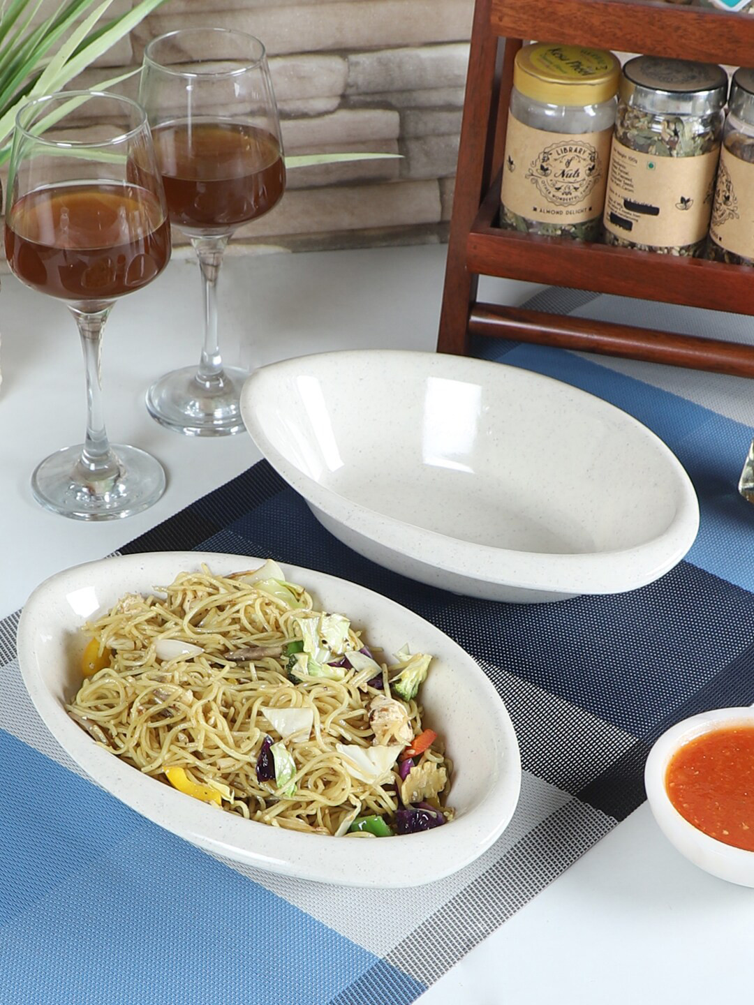 CDI Set Of 4 Off White Printed Melamine Serving Dish