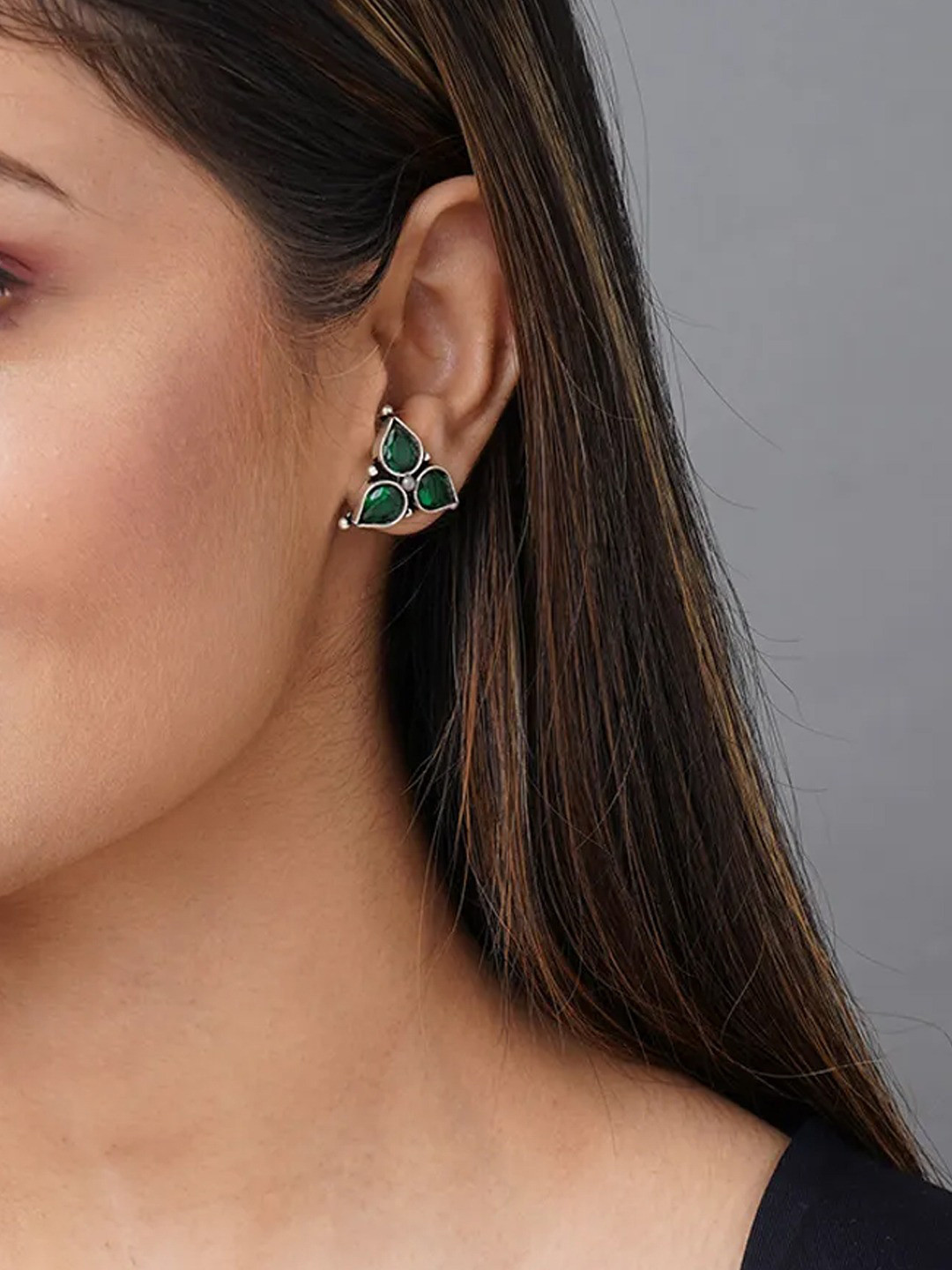 Binnis Wardrobe Green Contemporary Studs Earrings