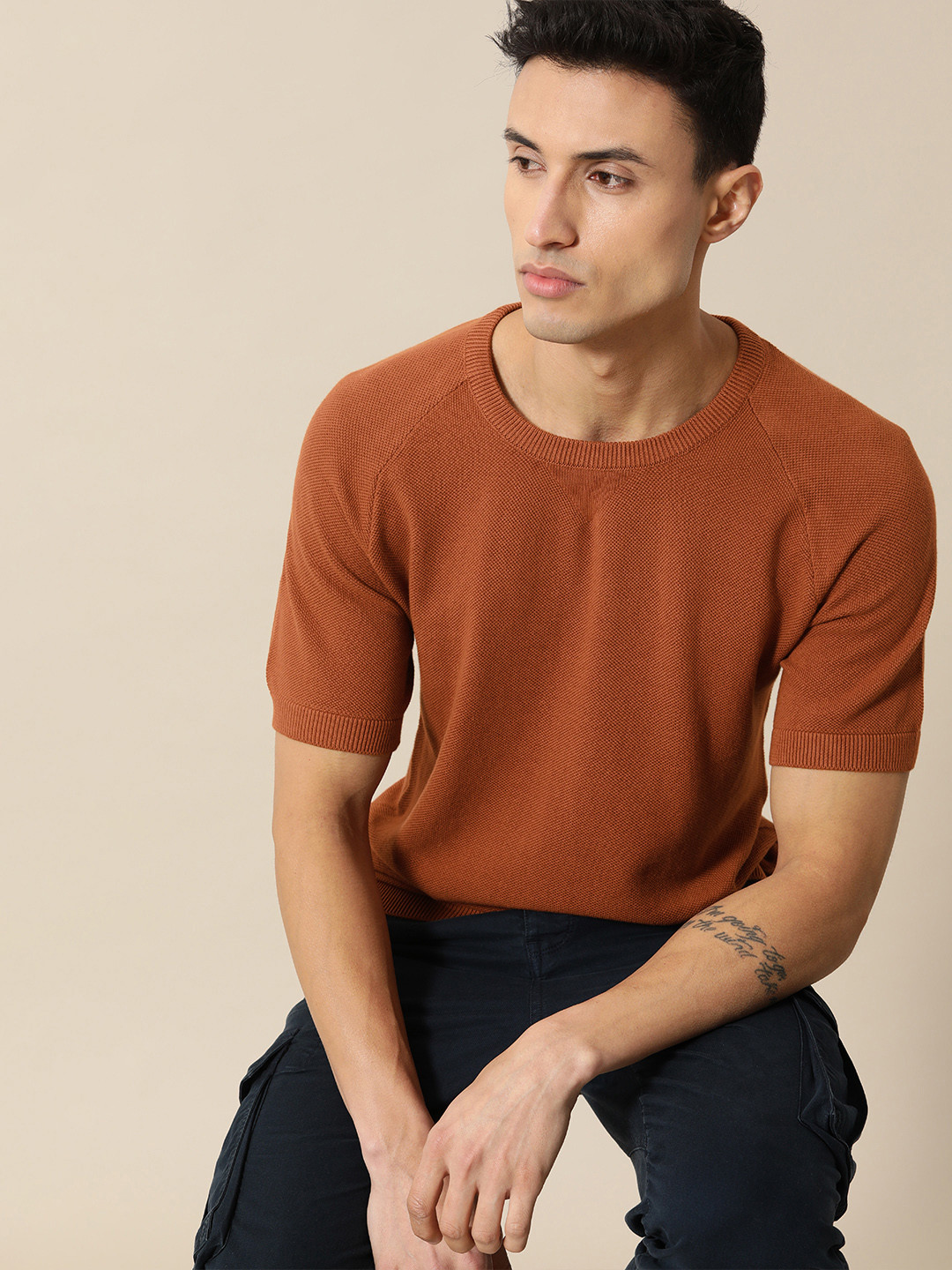 Mr Bowerbird Men Pure Cotton Regular Fit Winter T-shirt