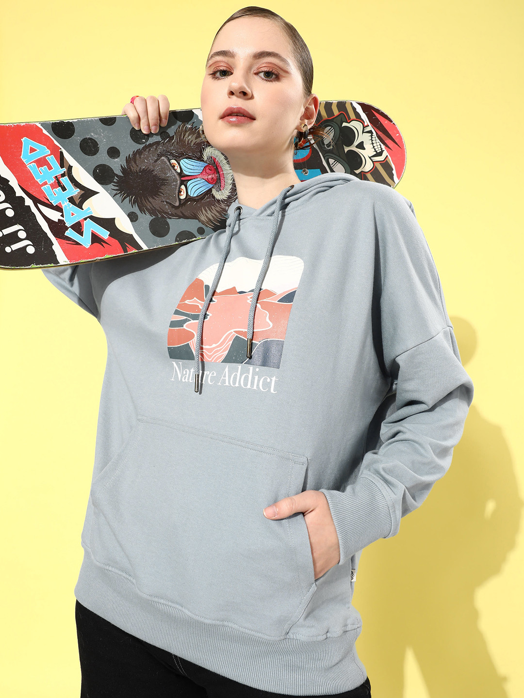 The Roadster Life Co. Graphic Printed Hooded Sweatshirt