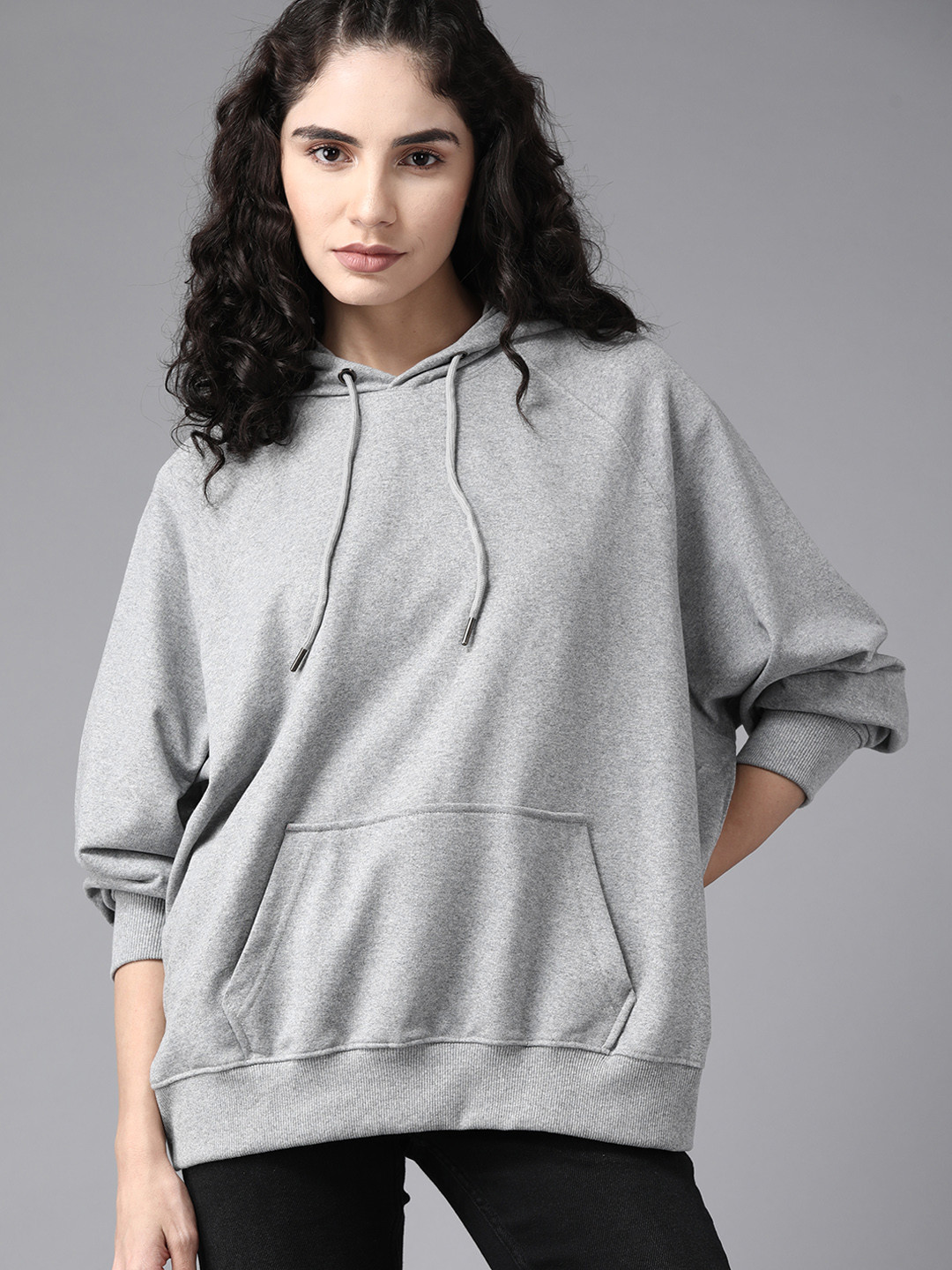Buy The Roadster Lifestyle Co. Women Grey Melange Hooded Sweatshirt -  Sweatshirts for Women 18242030 | Myntra