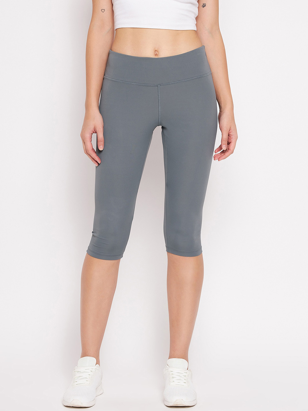 Hypernation Women Grey Solid Dry Fit Women's Yoga Tights