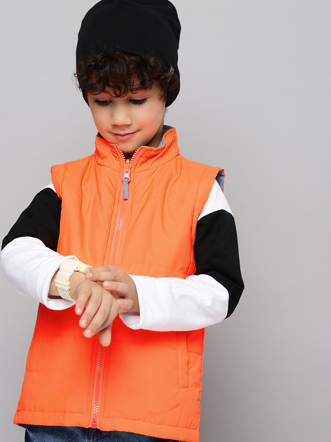 HERE&NOW Boys Orange Solid Reversible Bomber Jacket