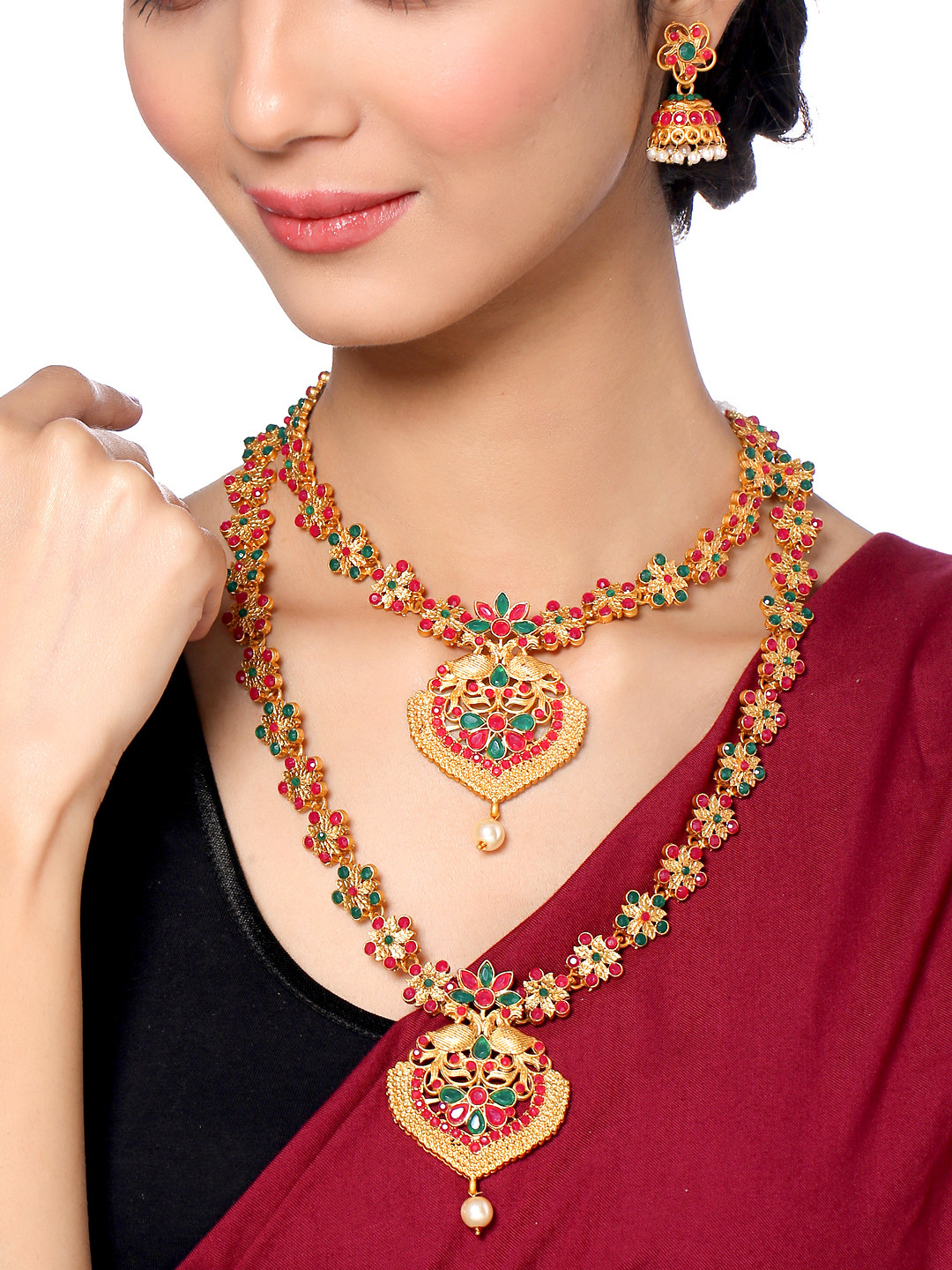 Yellow Chimes Gold-Plated Stone-Studded Jewelry Set