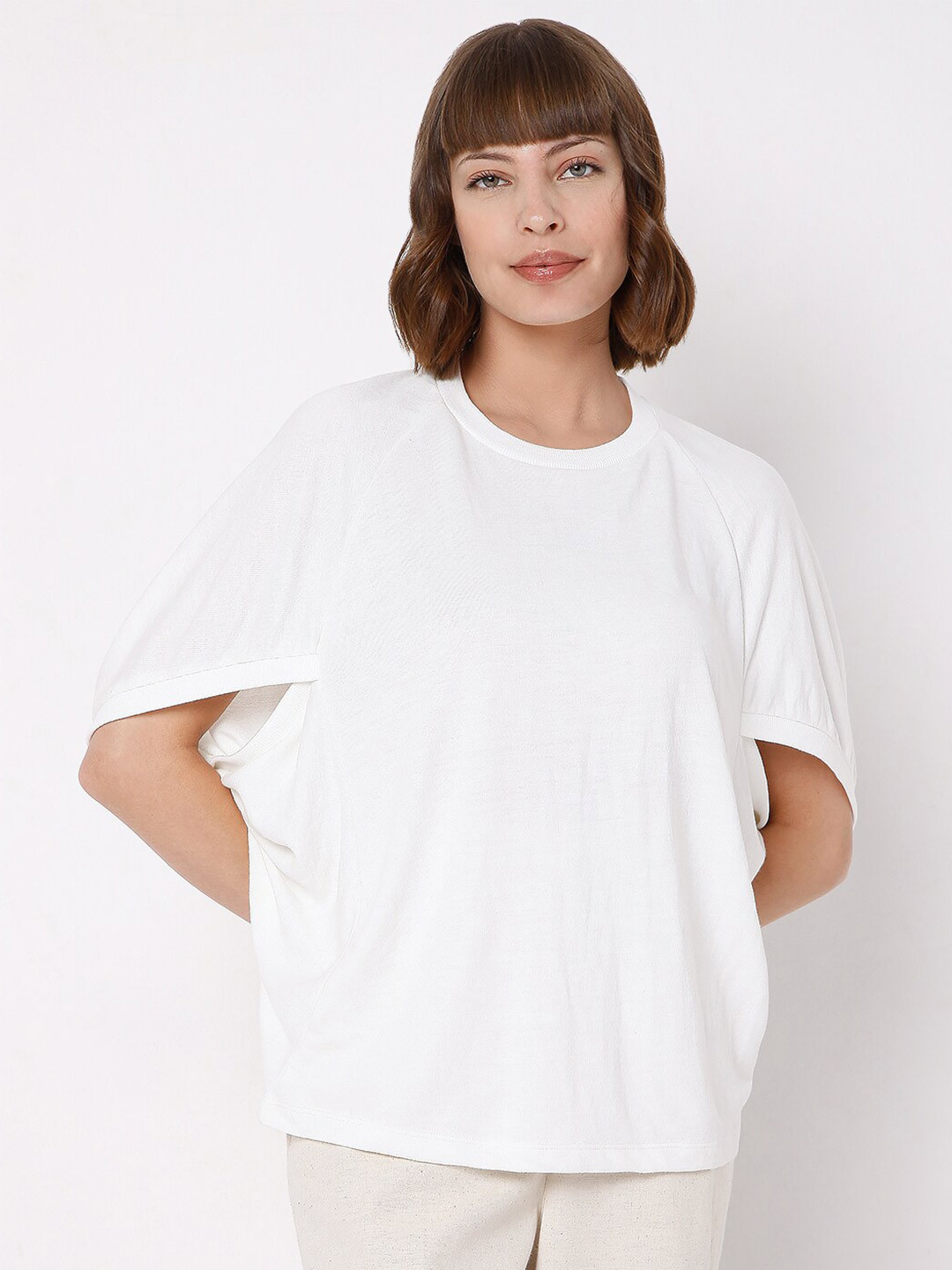 Vero Moda White Flared Sleeves Knitted Top