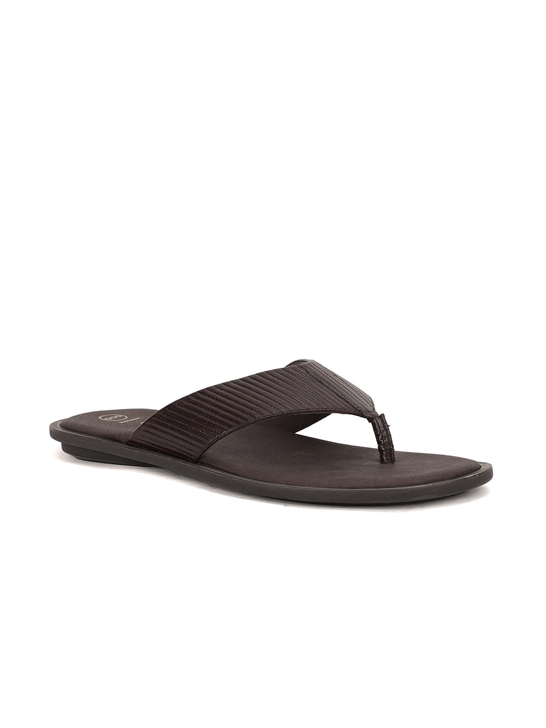 Hush Puppies Men Brown Textured T-Strap Flats