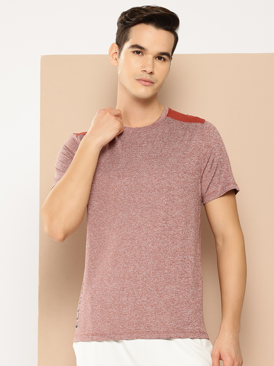 Alcis Polyester Round Neck Short Sleeves Slim Fit T-shirt