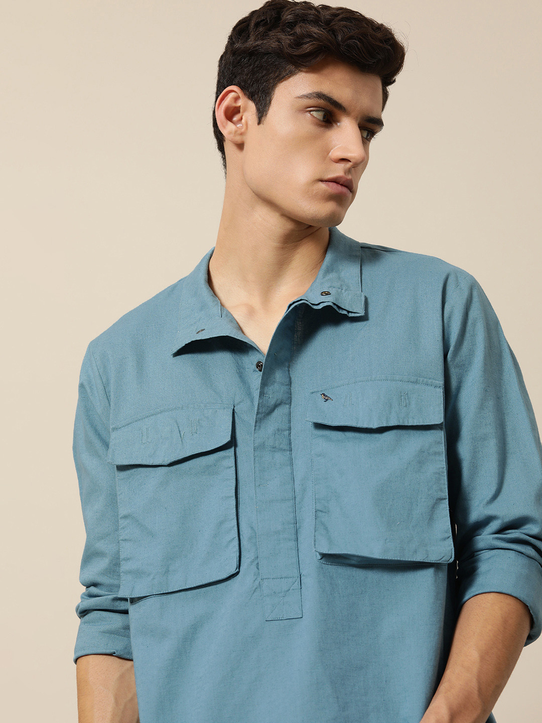 Mr Bowerbird Men Blue Liberal Fit Casual Shirt