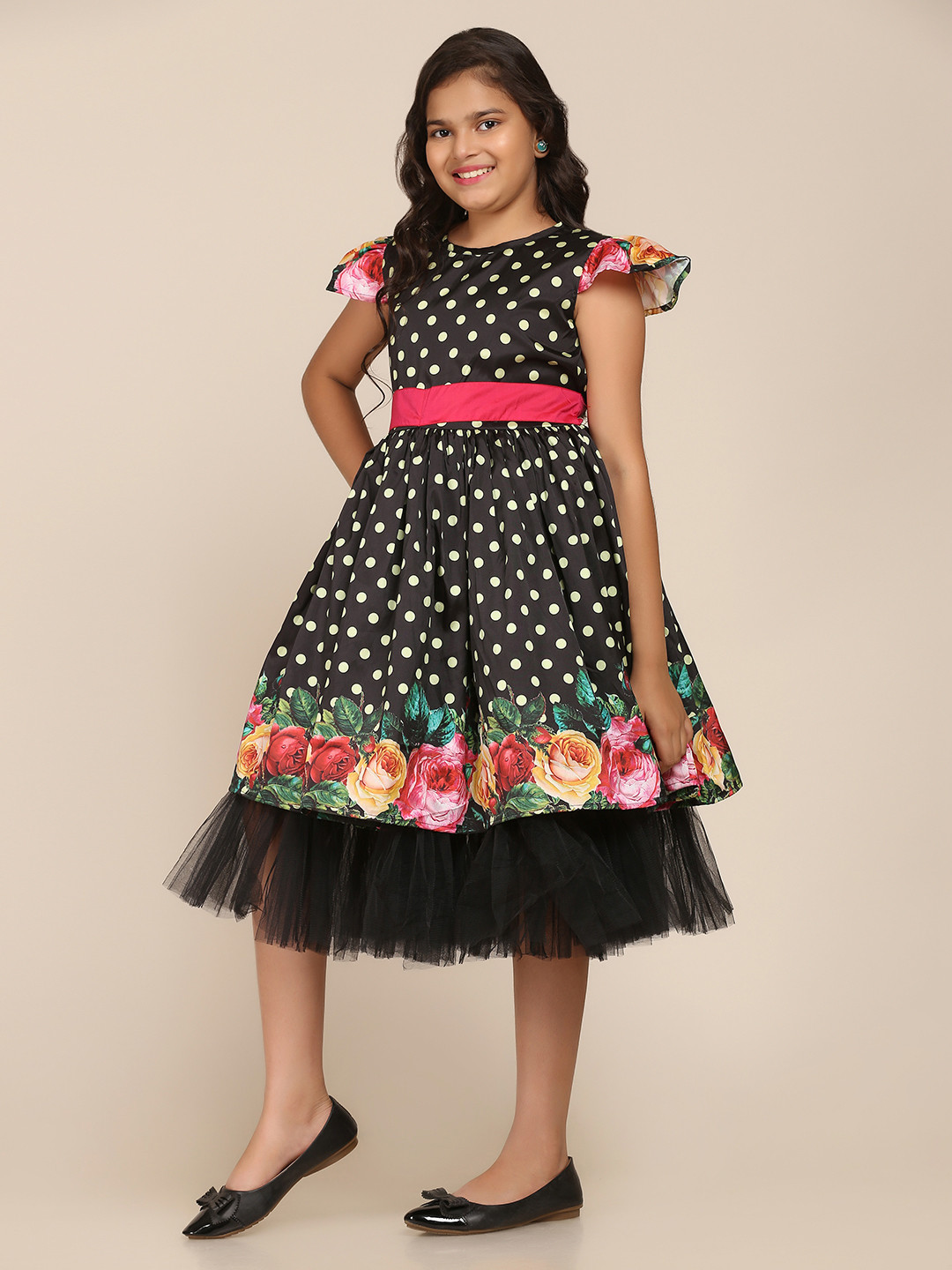 Bitiya by Bhama Black & White Floral Midi Dress