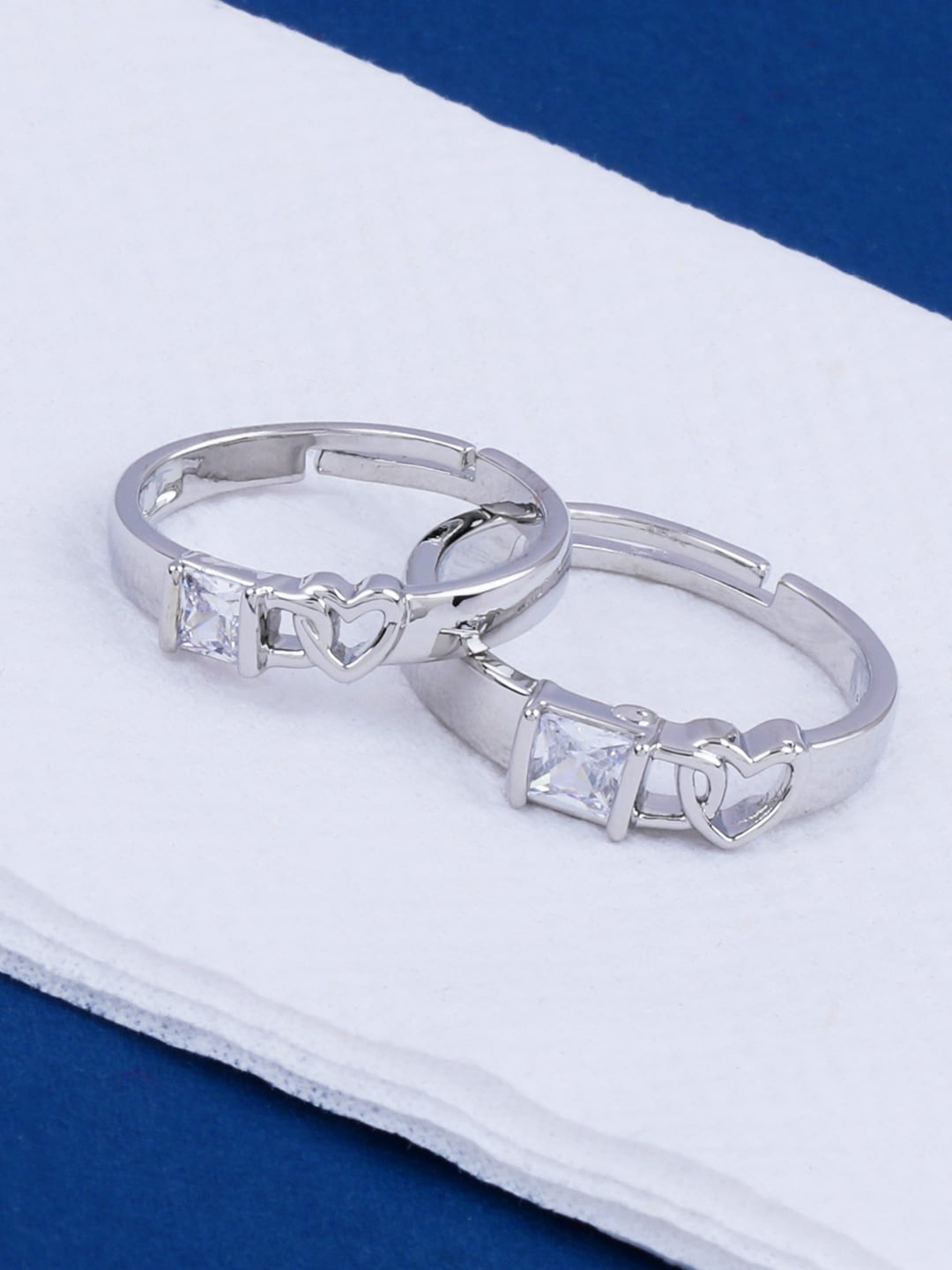Buy Silver Shine Set Of 2 Silver Plated AD Stone Studded Couple
