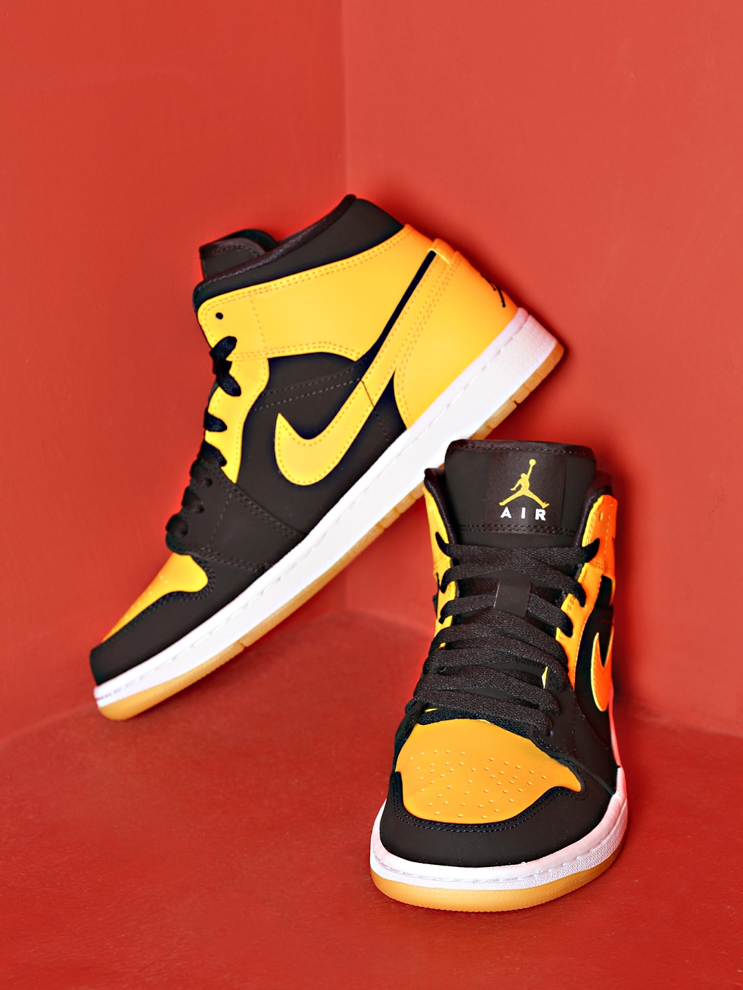Yellow Colourblocked Air Jordan 1 Mid 