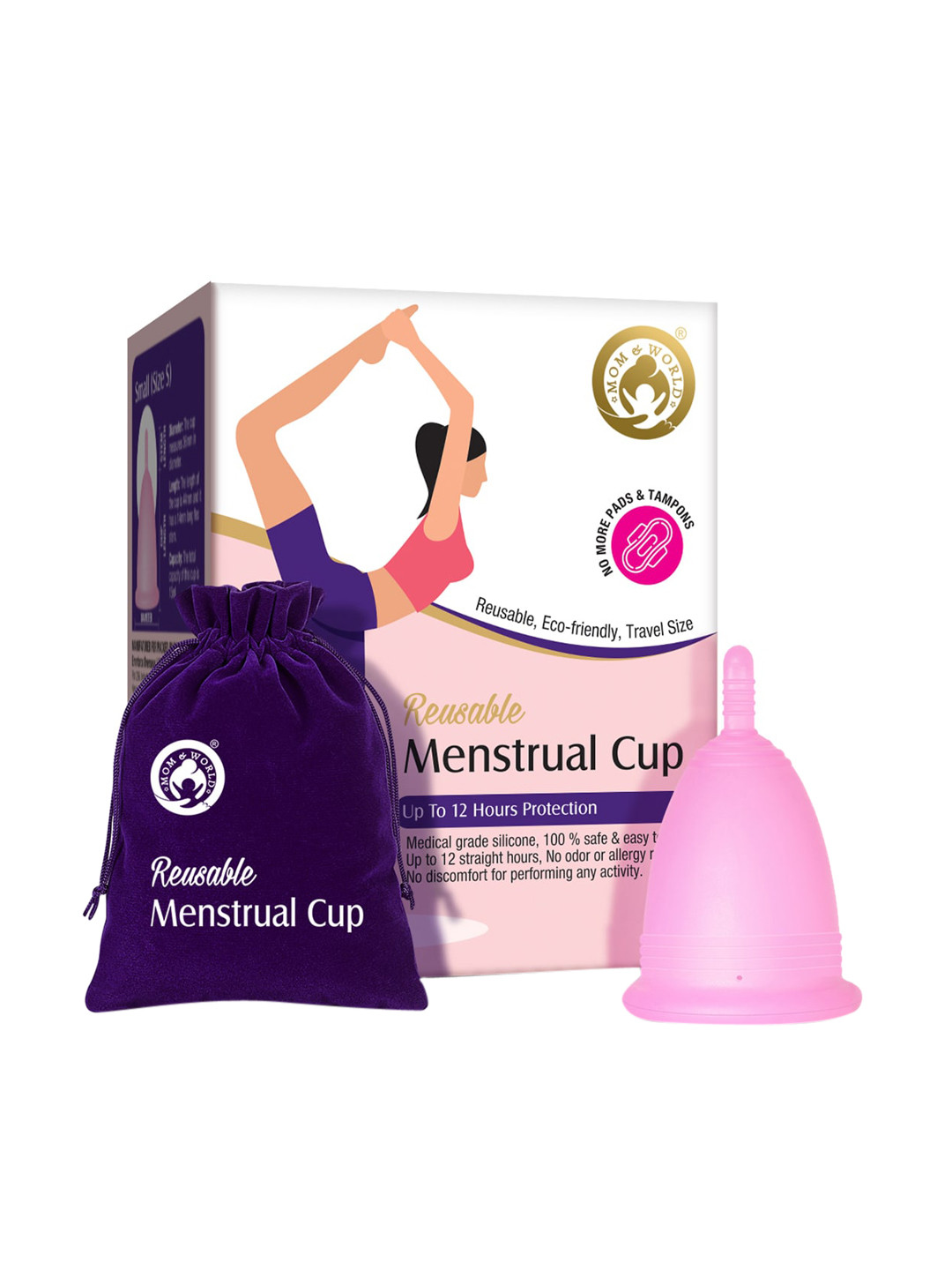 Mom & World Pink 100% Medical Grade Silicone Reusable Menstrual Cup - Small