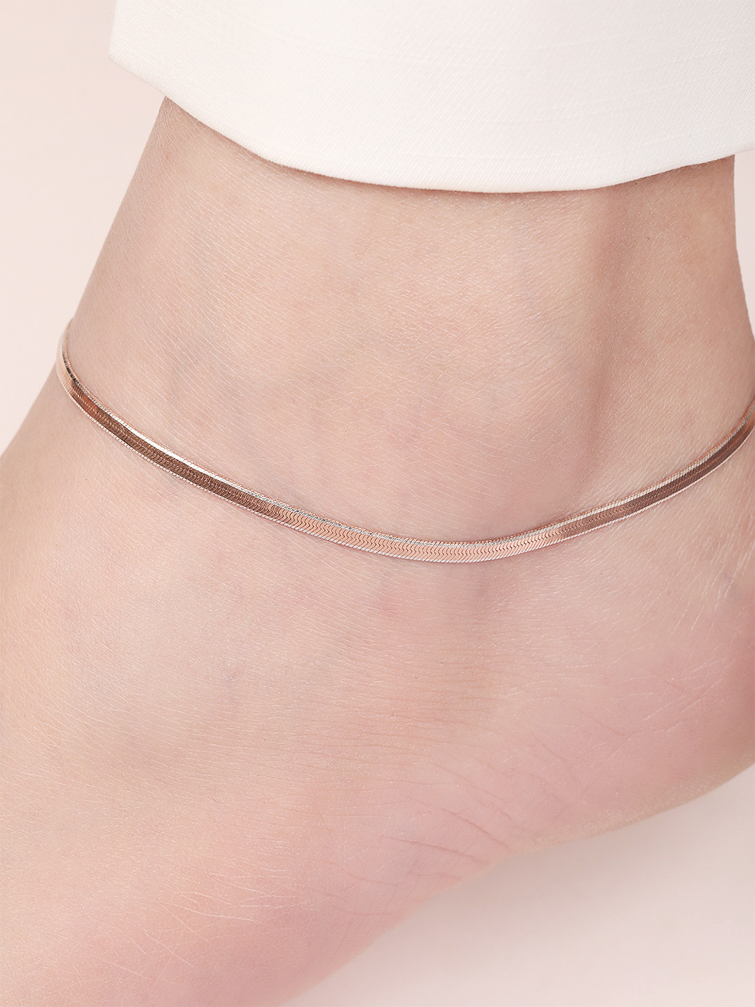 Zavya Women Rose Gold Braided and Twisted Sterling Silver 925 Anklet