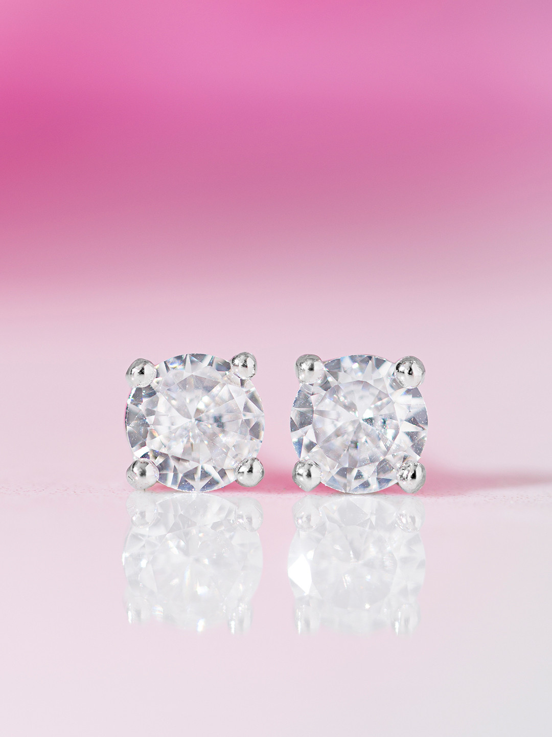 Zavya Solitaire 925 Sterling Silver Studs Earrings