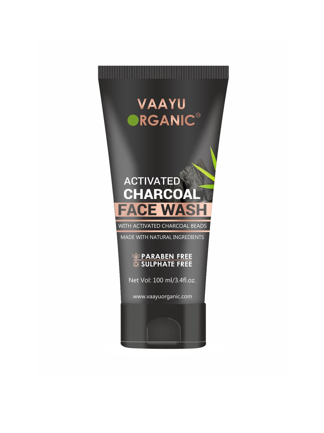 VAAYU ORGANIC Activated Charcoal Face Wash with Charcoal Beads & Menthol 100 ml