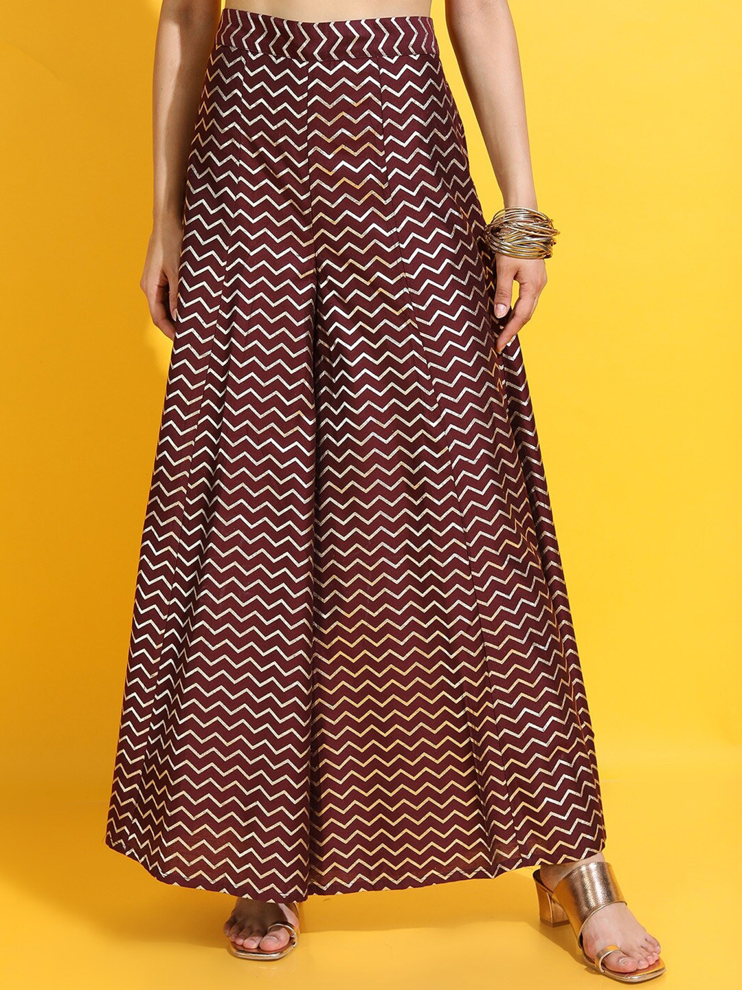 Vishudh Women Charming Maroon Ethnic Motifs Palazzos