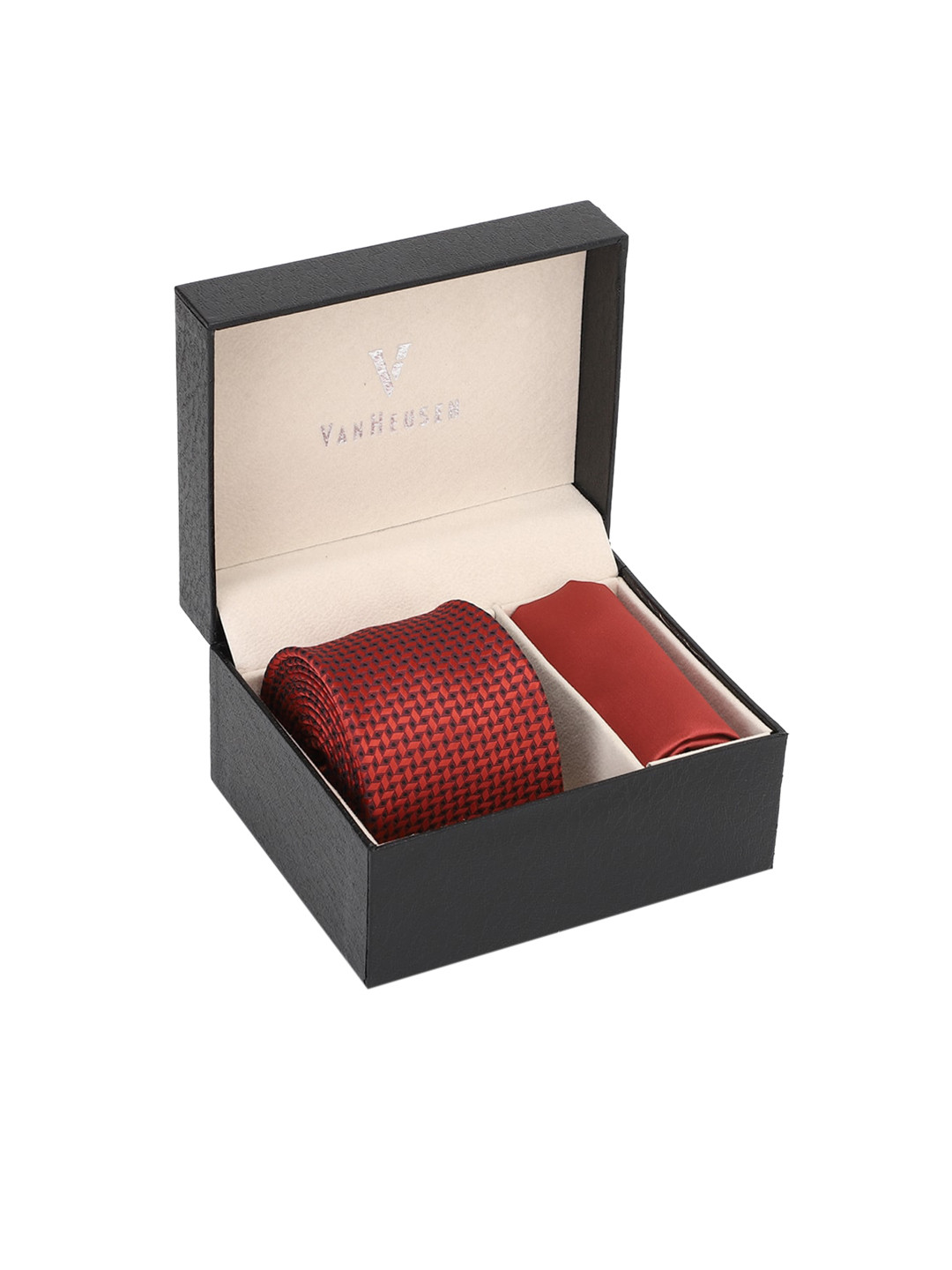 Van Heusen Men Red Self Design Accessory Gift Set