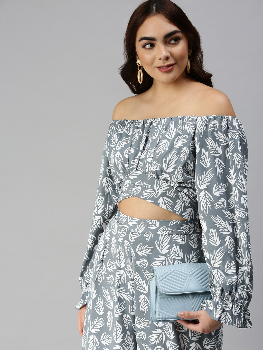 SHOWOFF Printed Crop Top & Palazzos Co-Ords