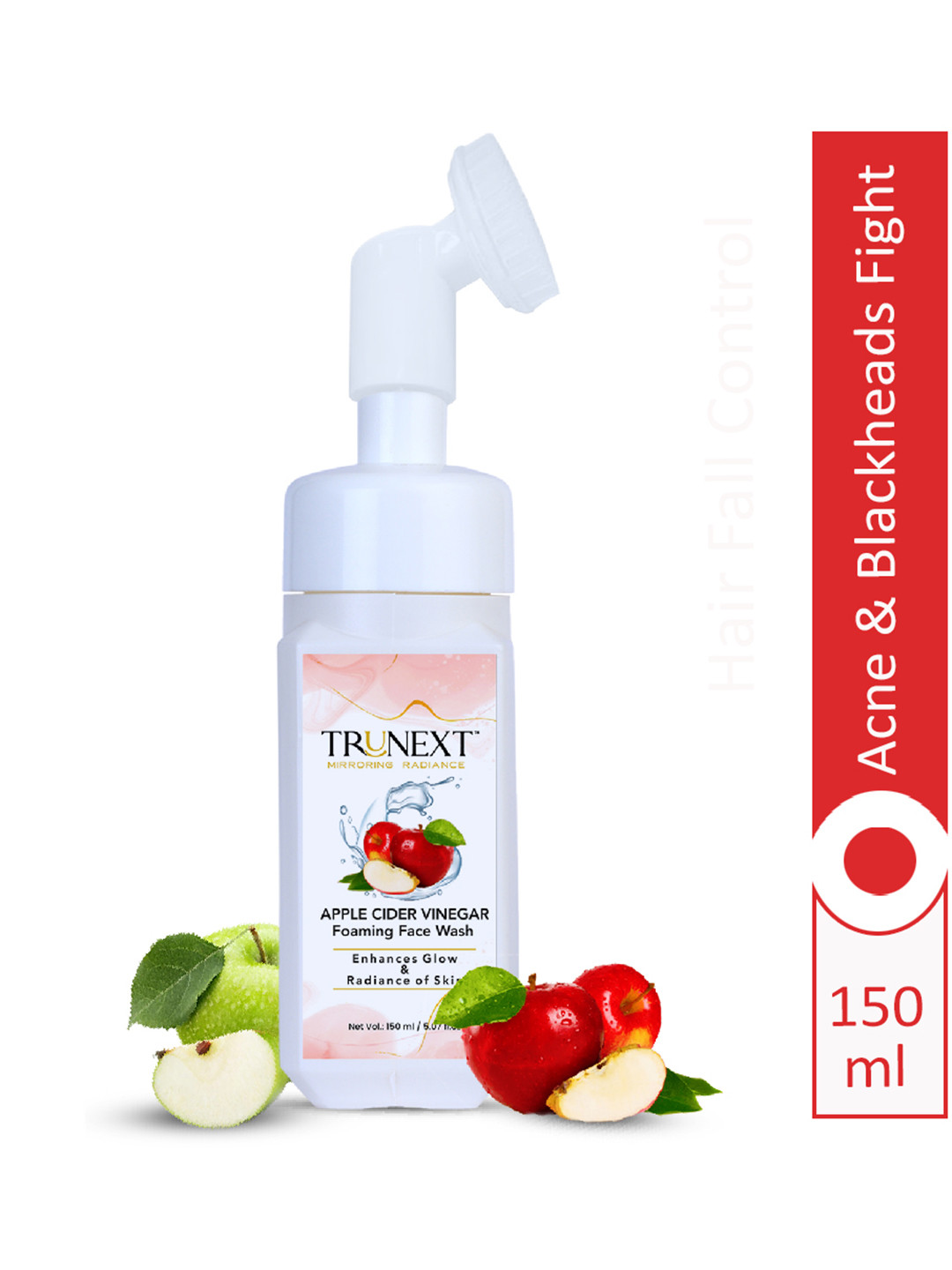 TRUNEXT Apple Cider Vinegar Face Wash with Foaming Brush 150 ml
