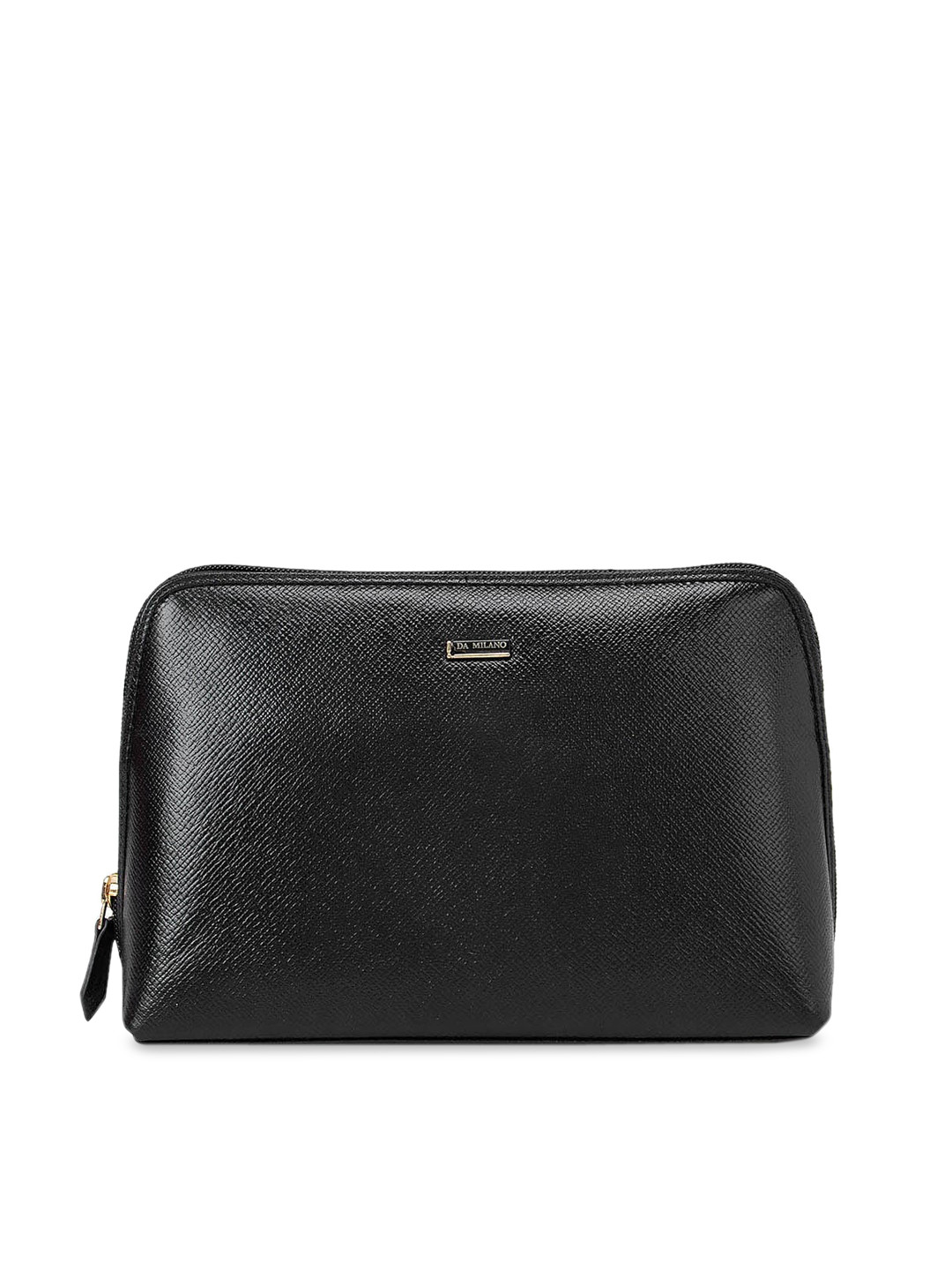 Da Milano Unisex Black Textured Travel Pouch