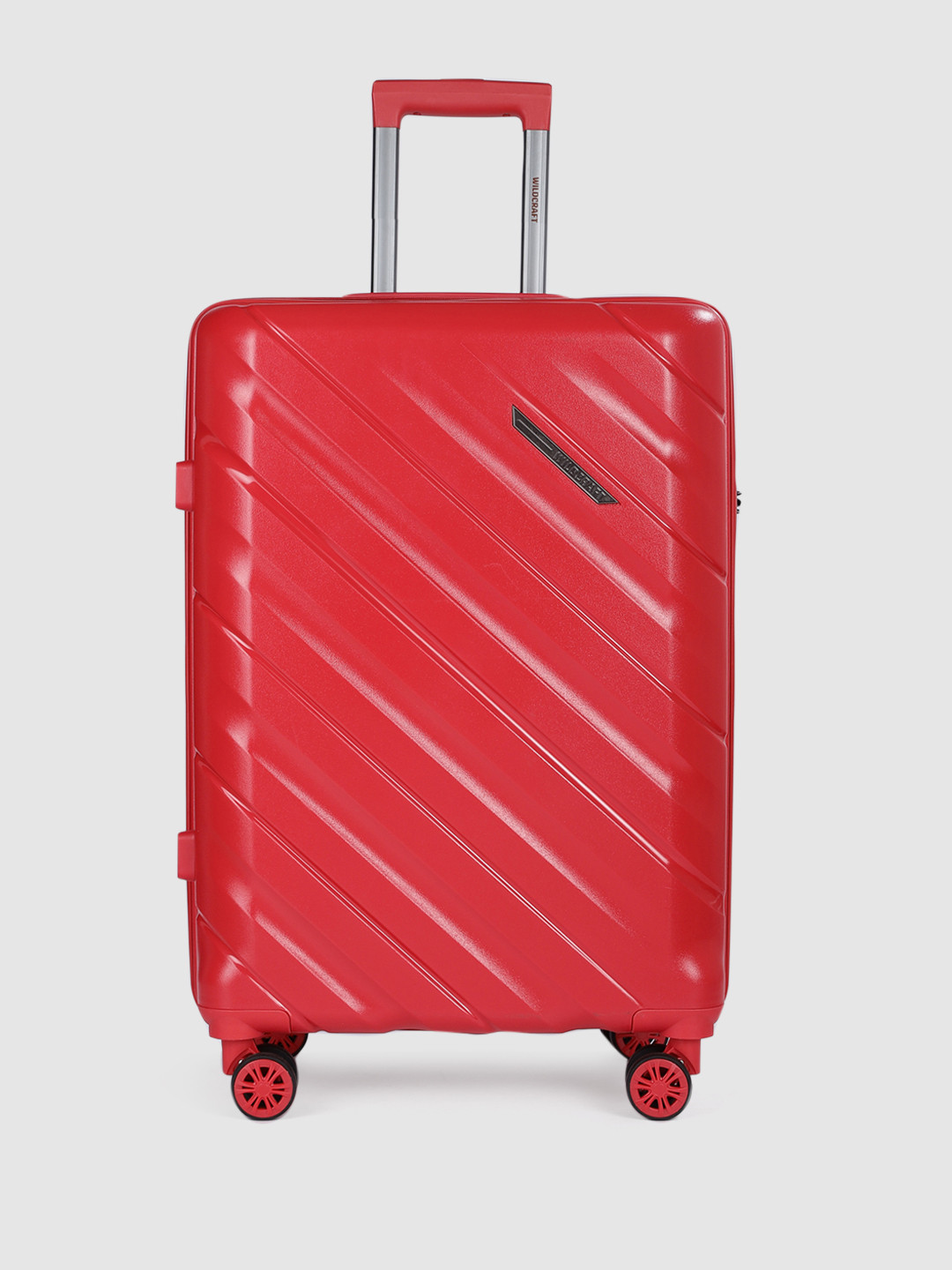 Columbus Red Textured Medium Trolley Suitcase