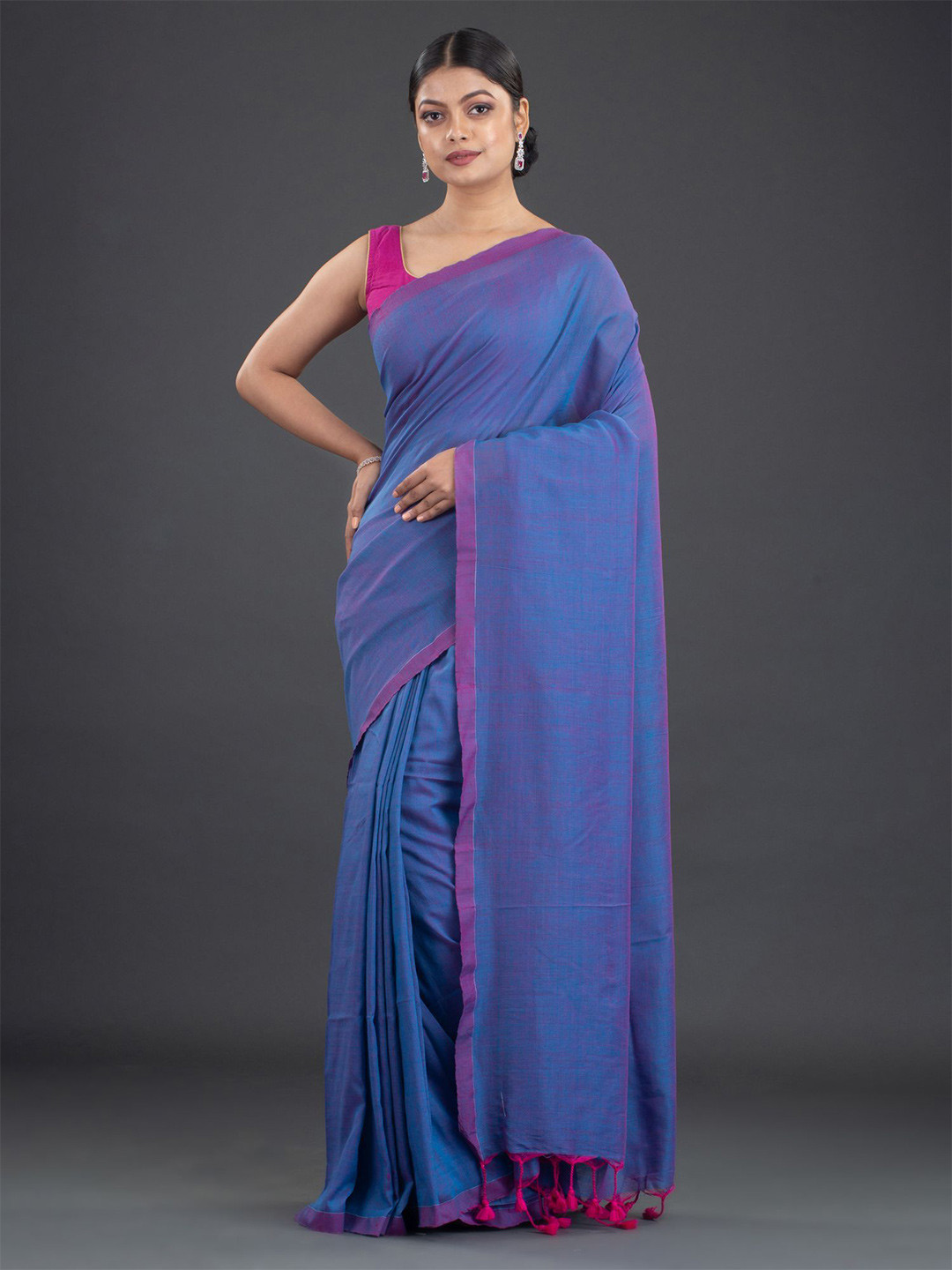 Arhi Blue & Pink Pure Cotton Saree