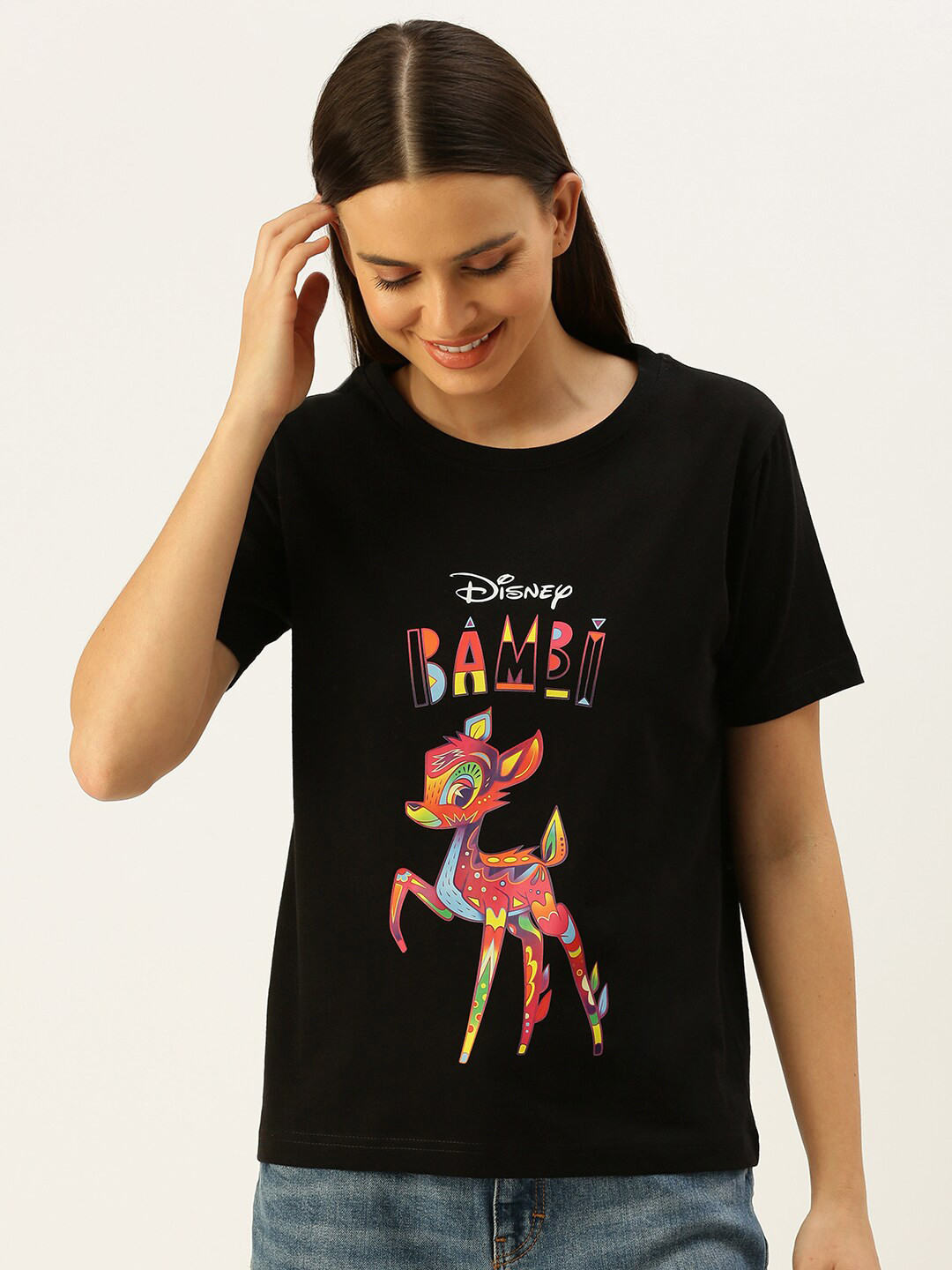 JUNEBERRY Women Disney Printed Cotton T-shirt