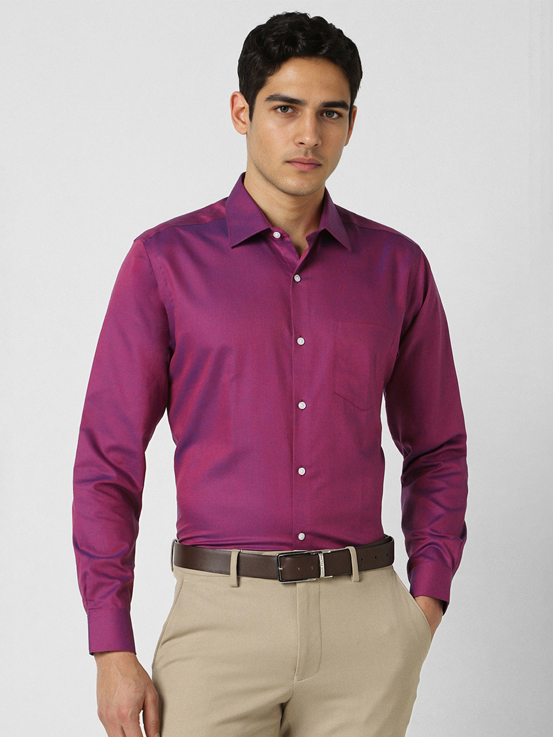 Van Heusen Men Purple Slim Fit Solid Formal Shirt