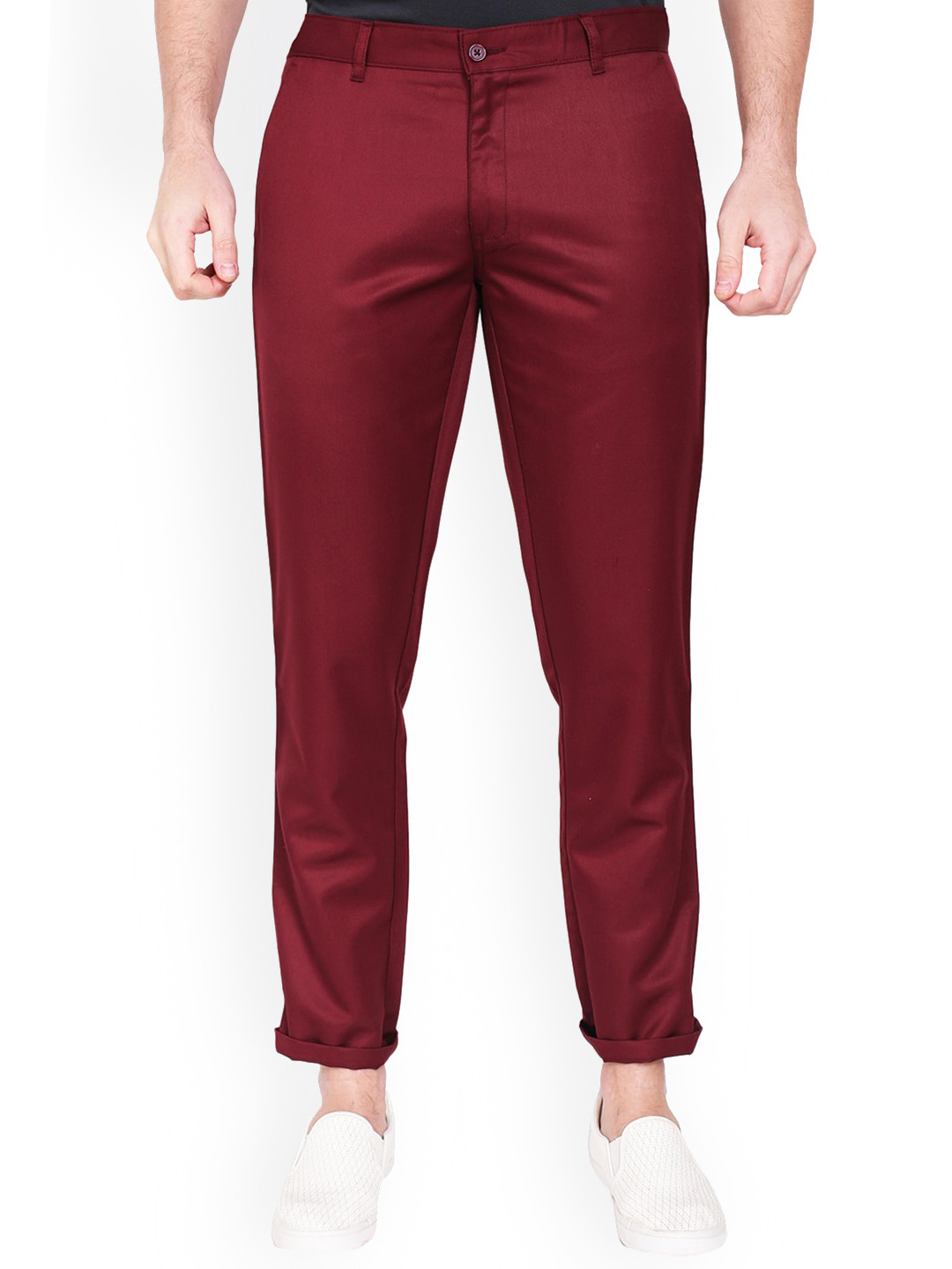 AD & AV Men Maroon Classic Easy Wash Trousers