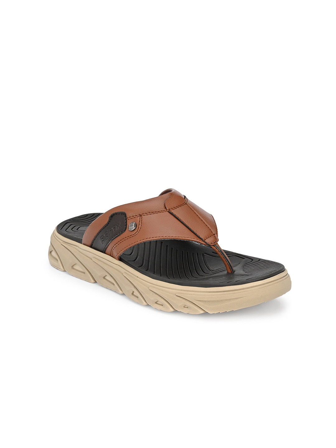 Big Fox Men Tan & Cream-Coloured Slip-On Sandals