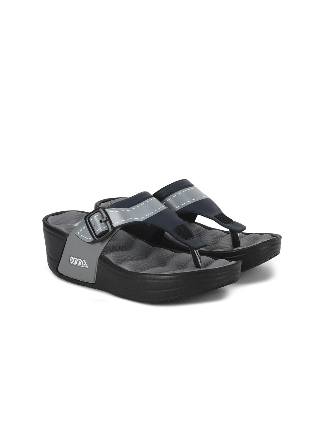 Adda Grey Wedge Heels with Buckles