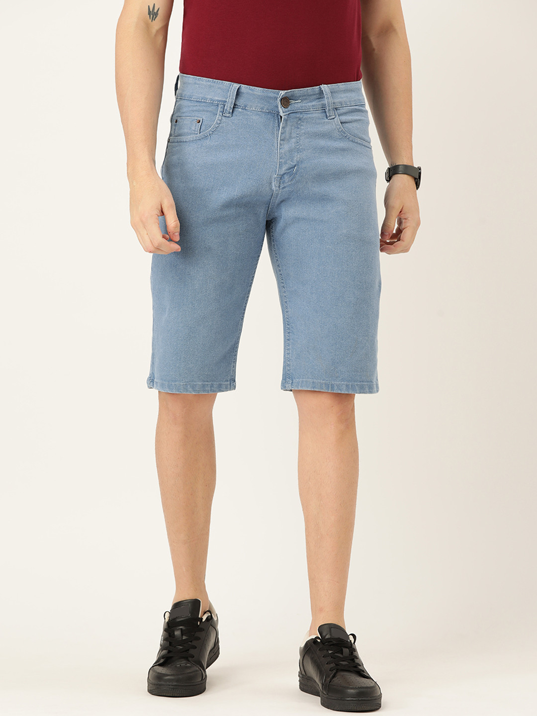 PARIS HAMILTON Men Blue Washed Denim Shorts